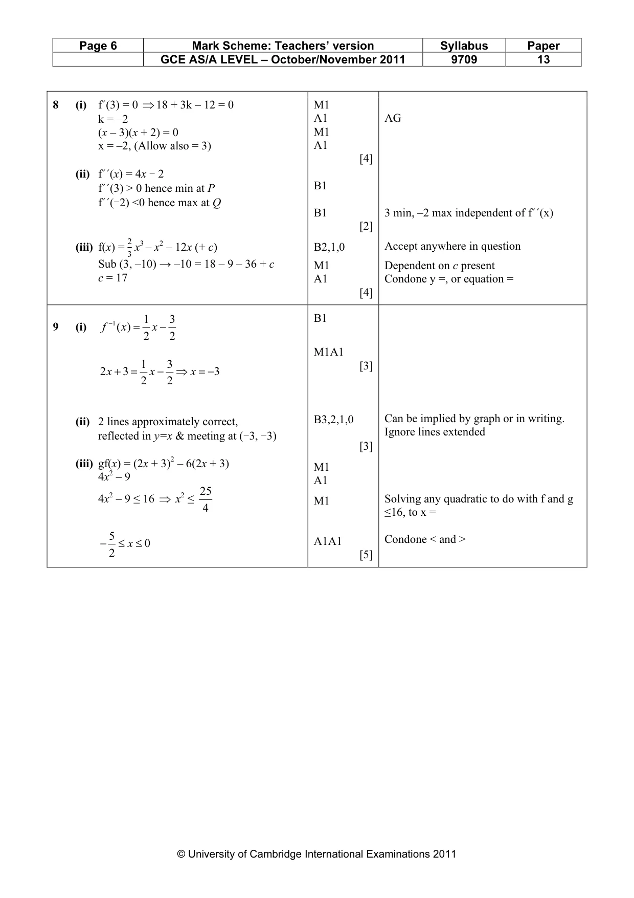 Mark scheme, page 6 of 8