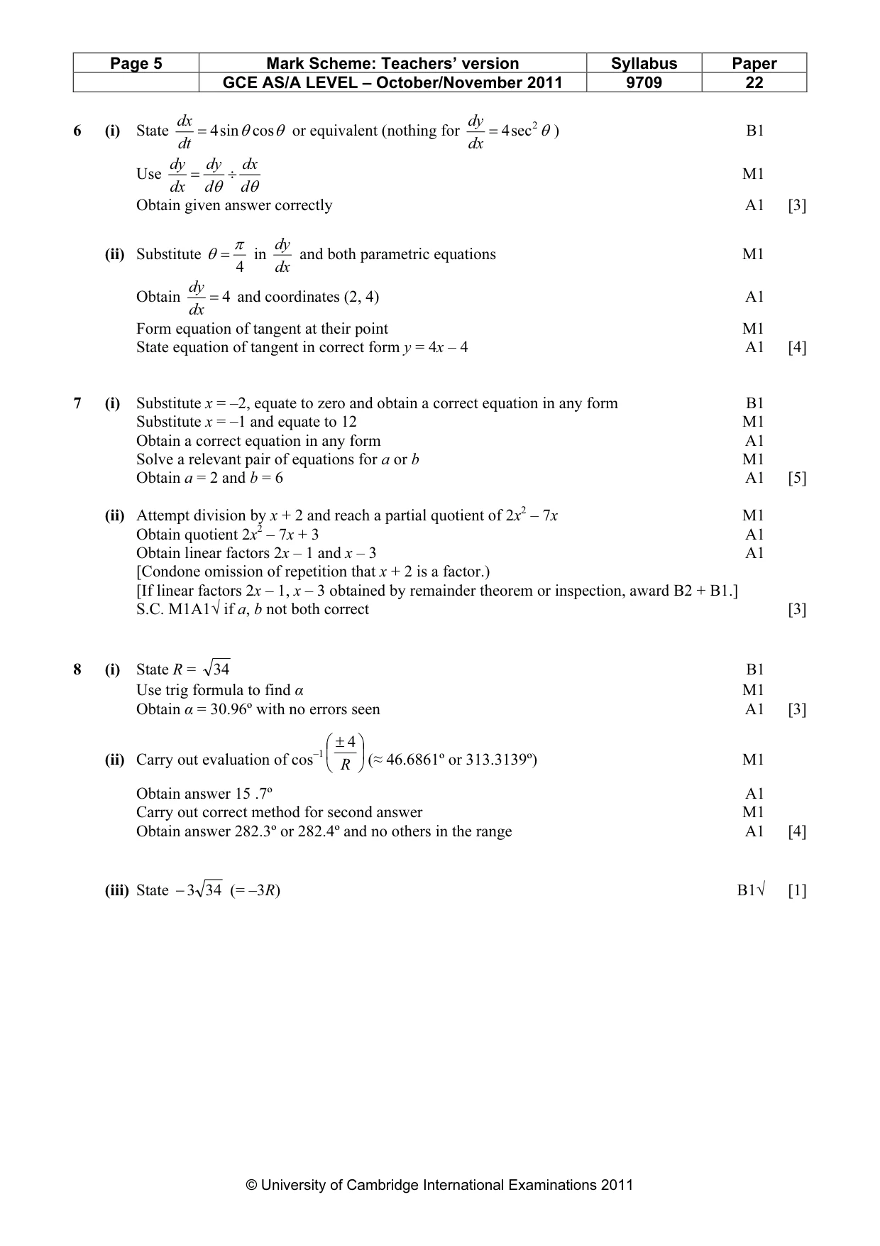 Mark scheme, page 5 of 5