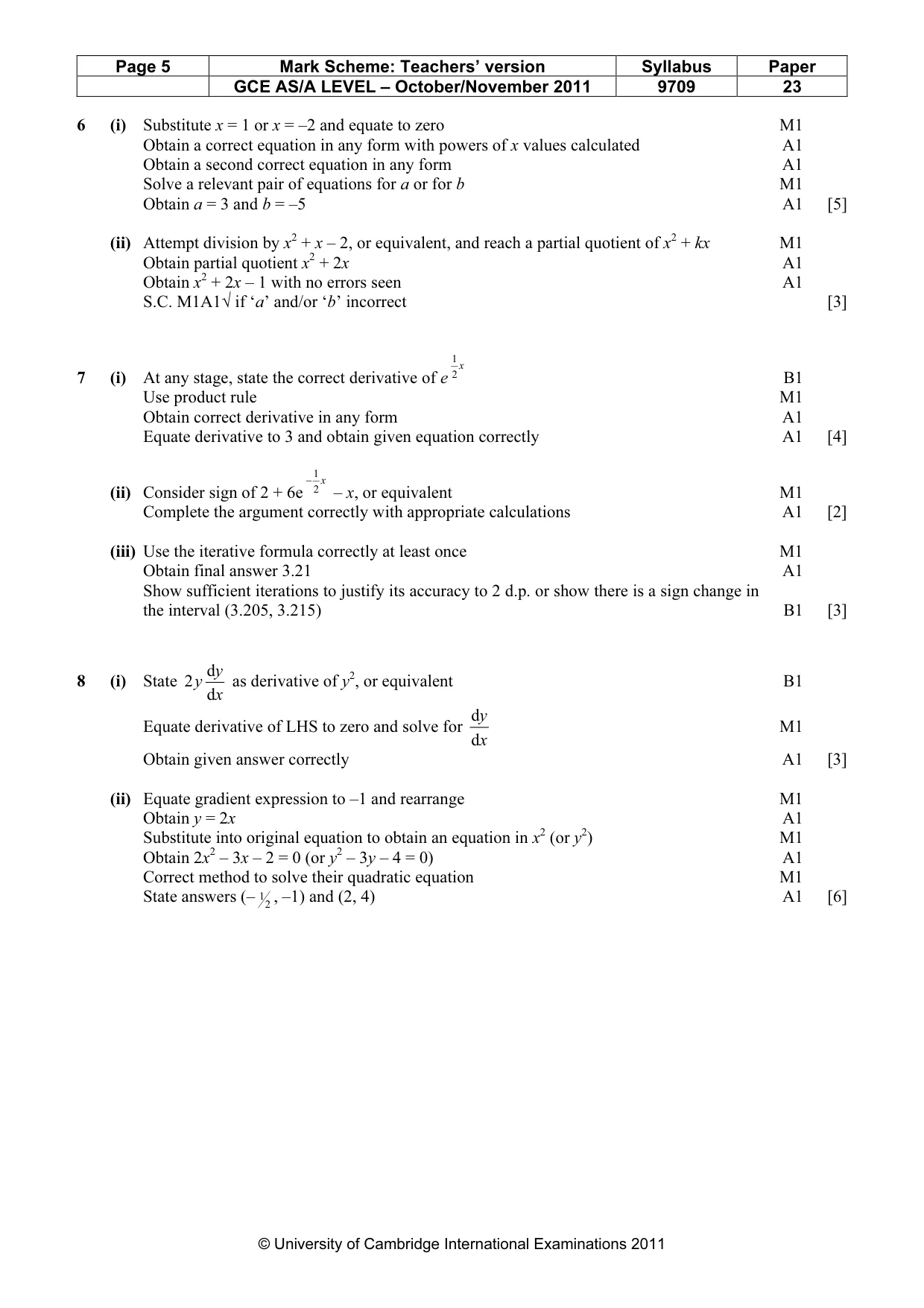 Mark scheme, page 5 of 5