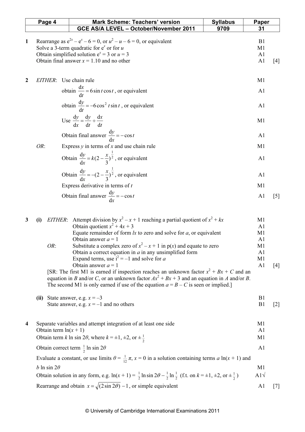 Mark scheme, page 4 of 7