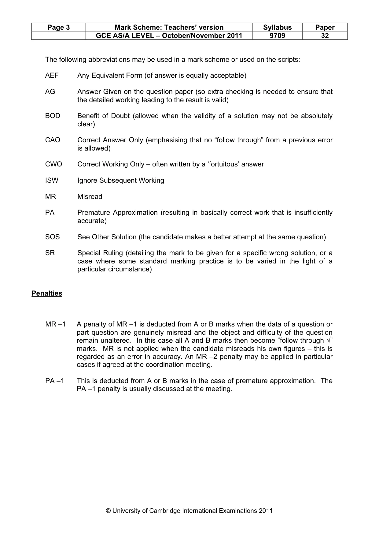 Mark scheme, page 3 of 7