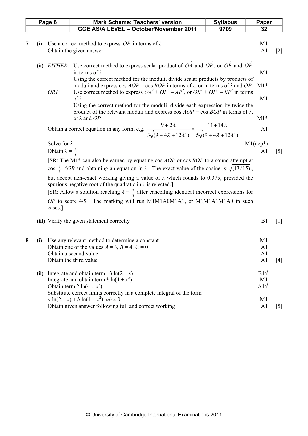 Mark scheme, page 6 of 7