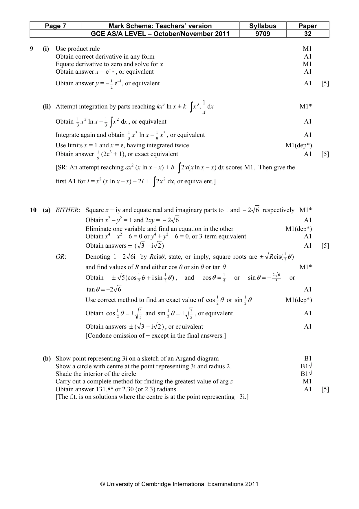 Mark scheme, page 7 of 7