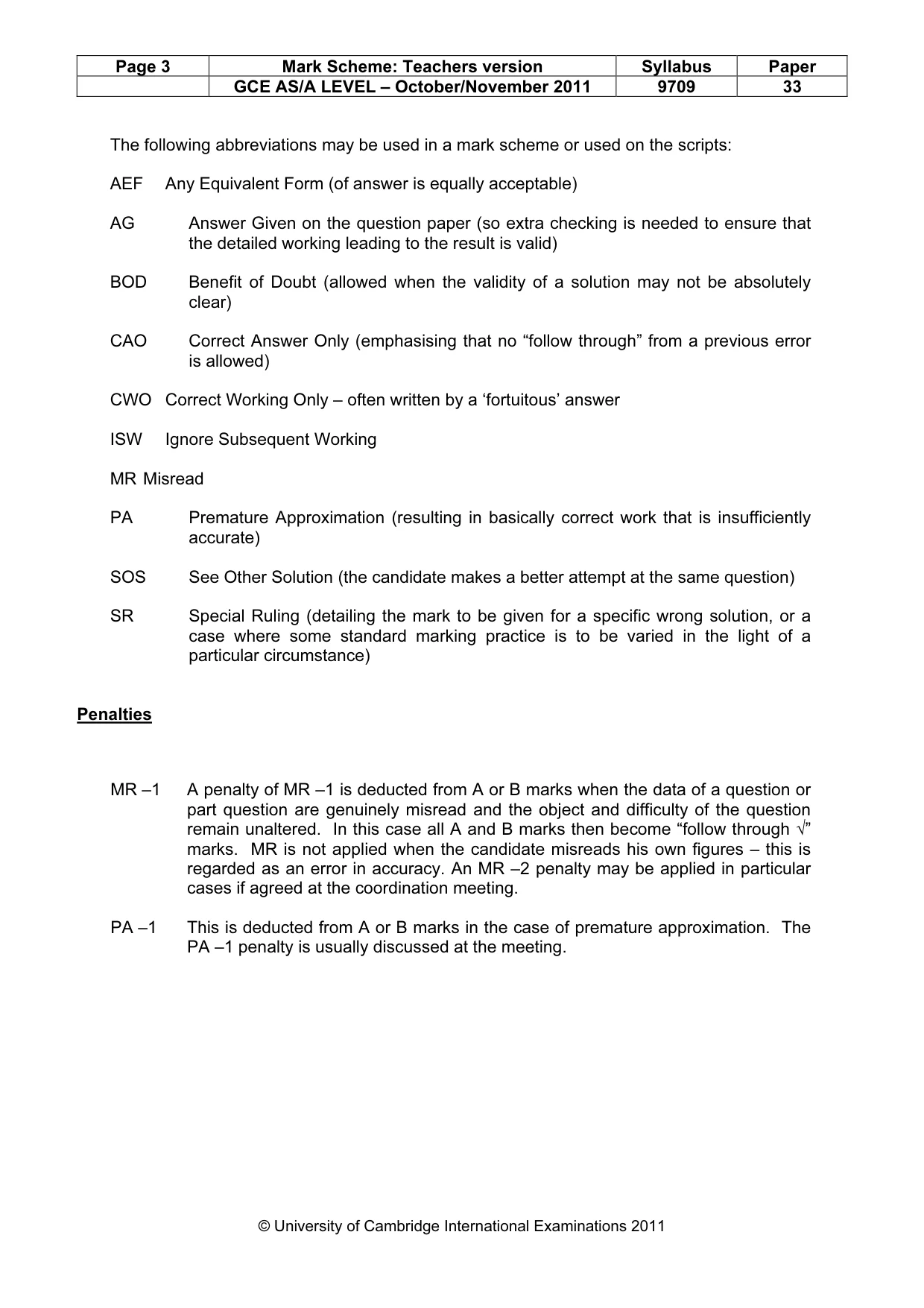 Mark scheme, page 3 of 9