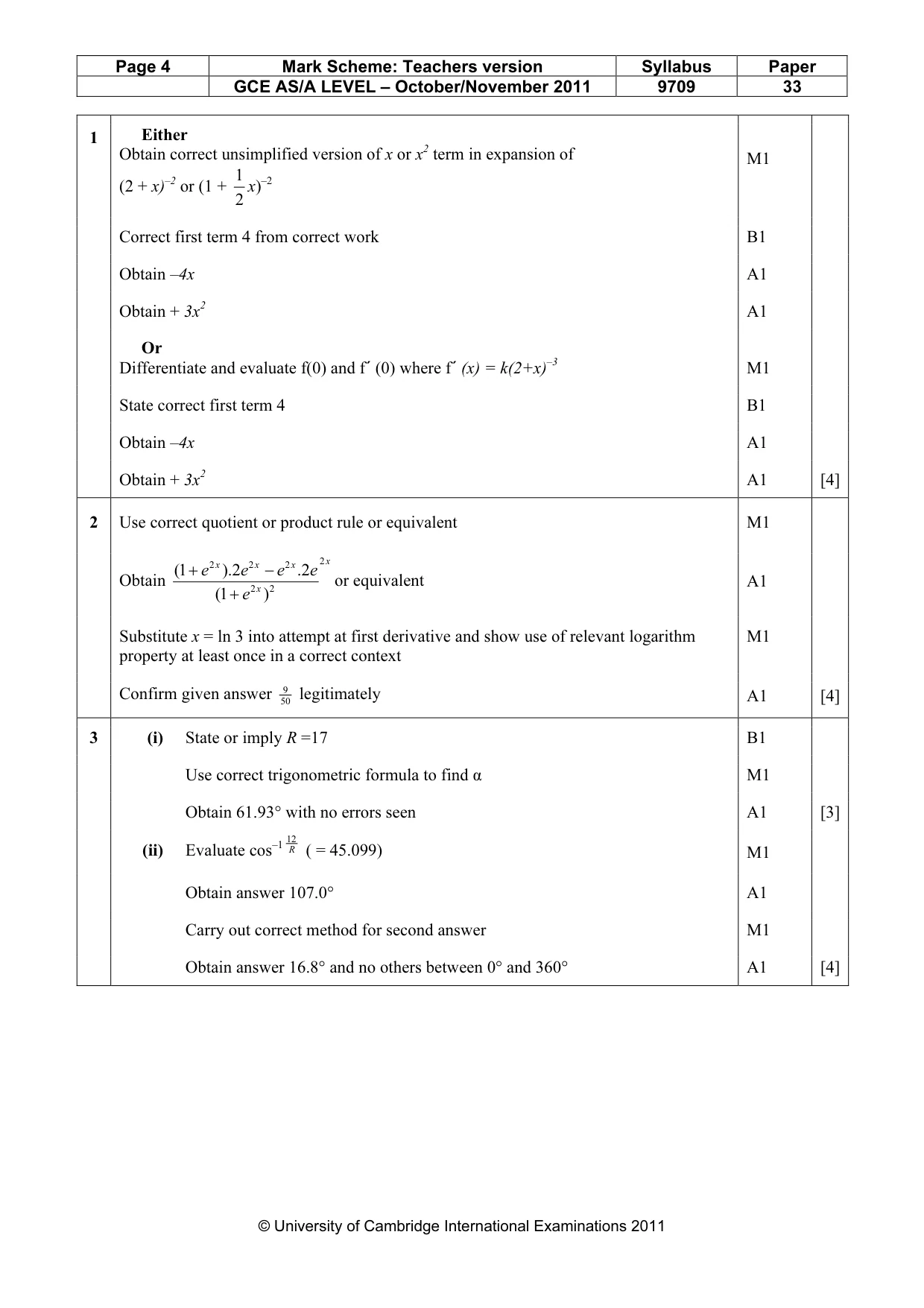 Mark scheme, page 4 of 9