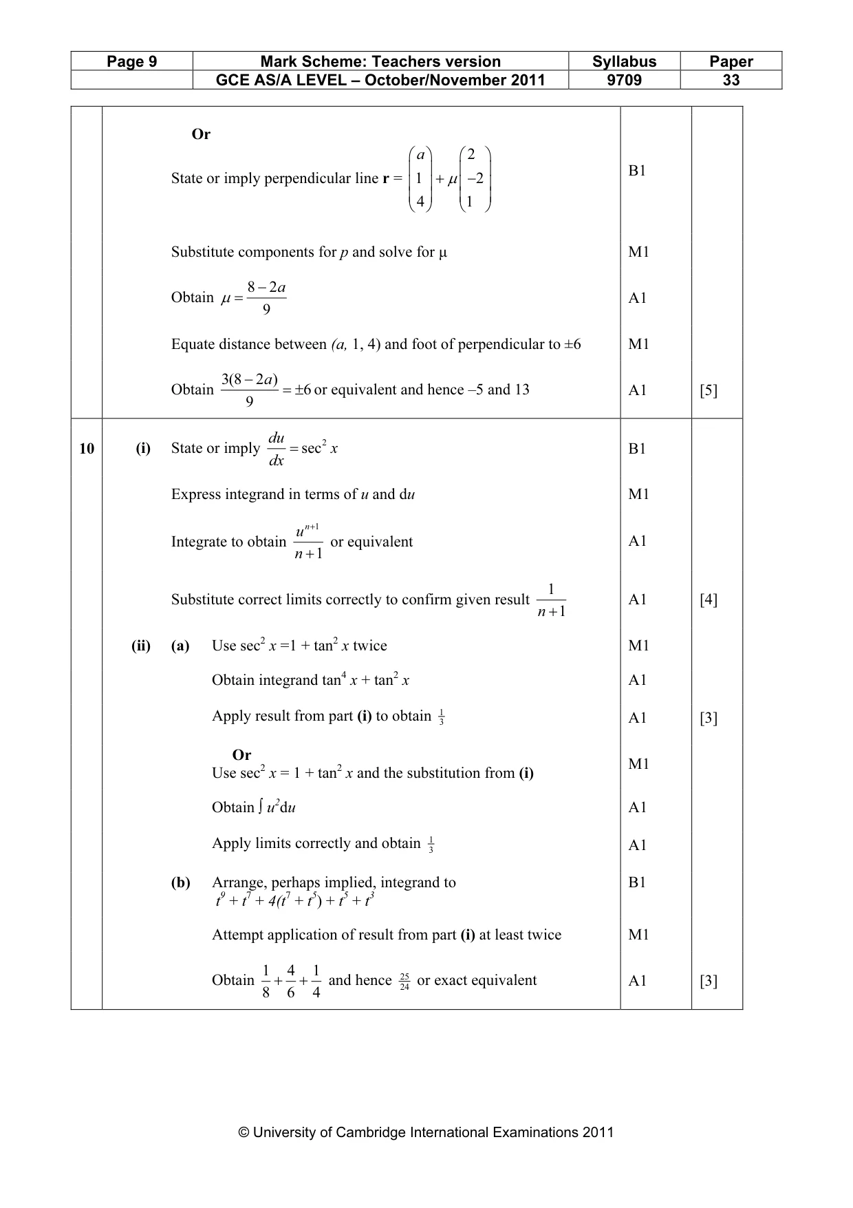 Mark scheme, page 9 of 9