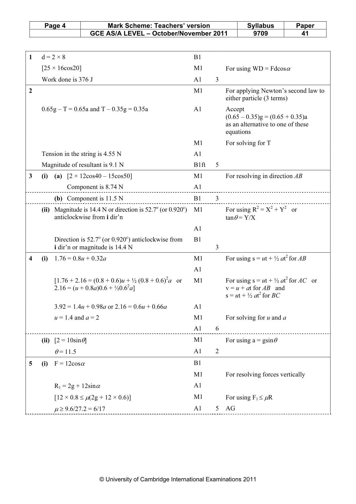 Mark scheme, page 4 of 5