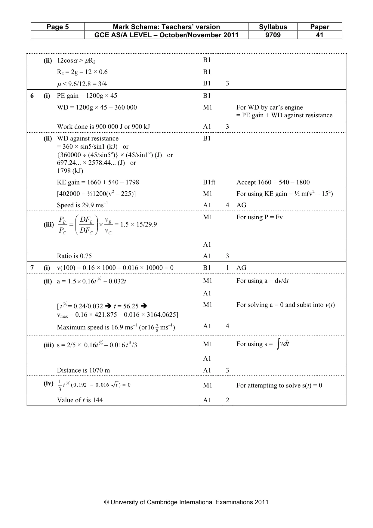 Mark scheme, page 5 of 5