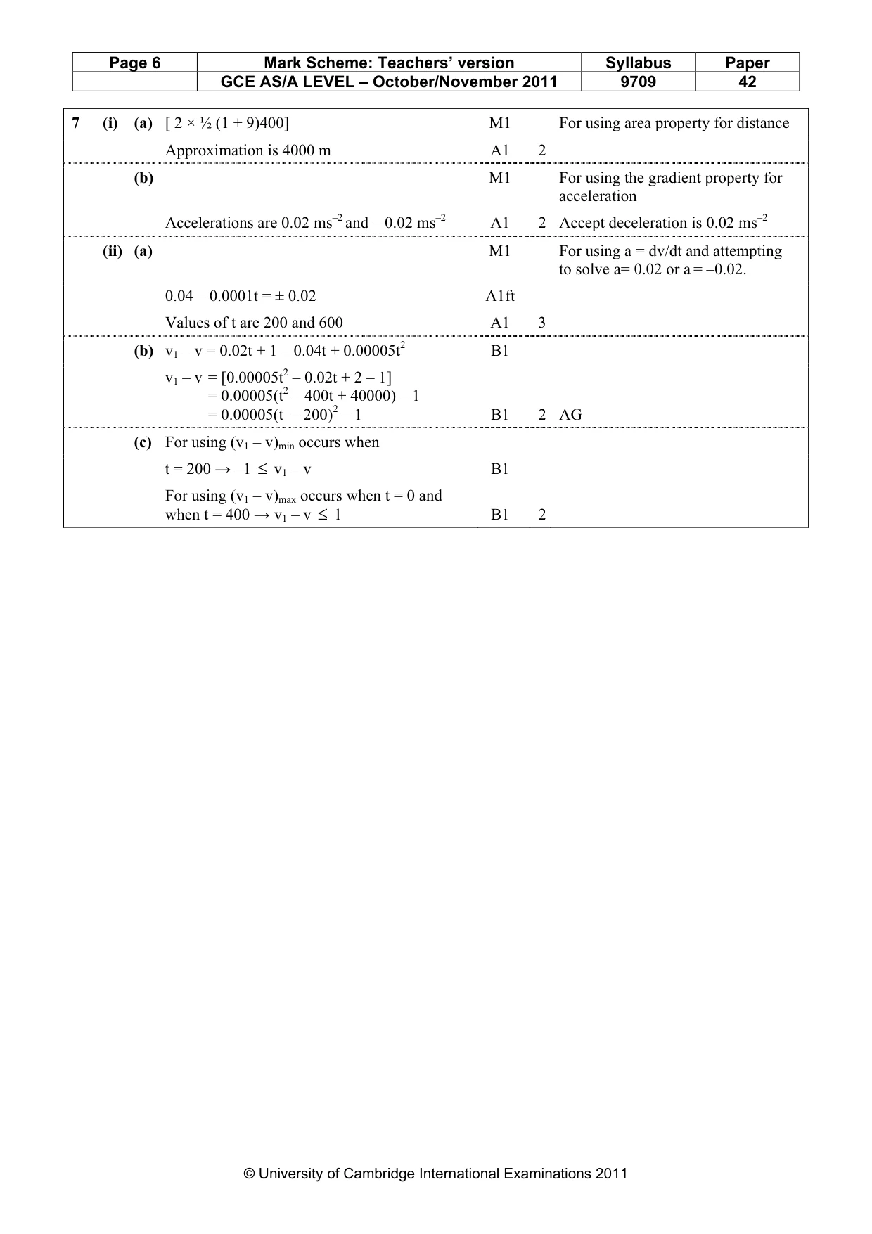 Mark scheme, page 6 of 6