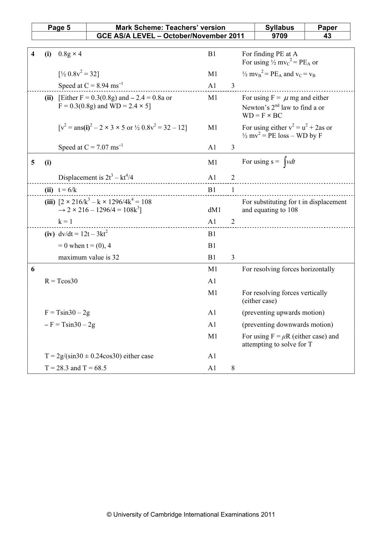 Mark scheme, page 5 of 6
