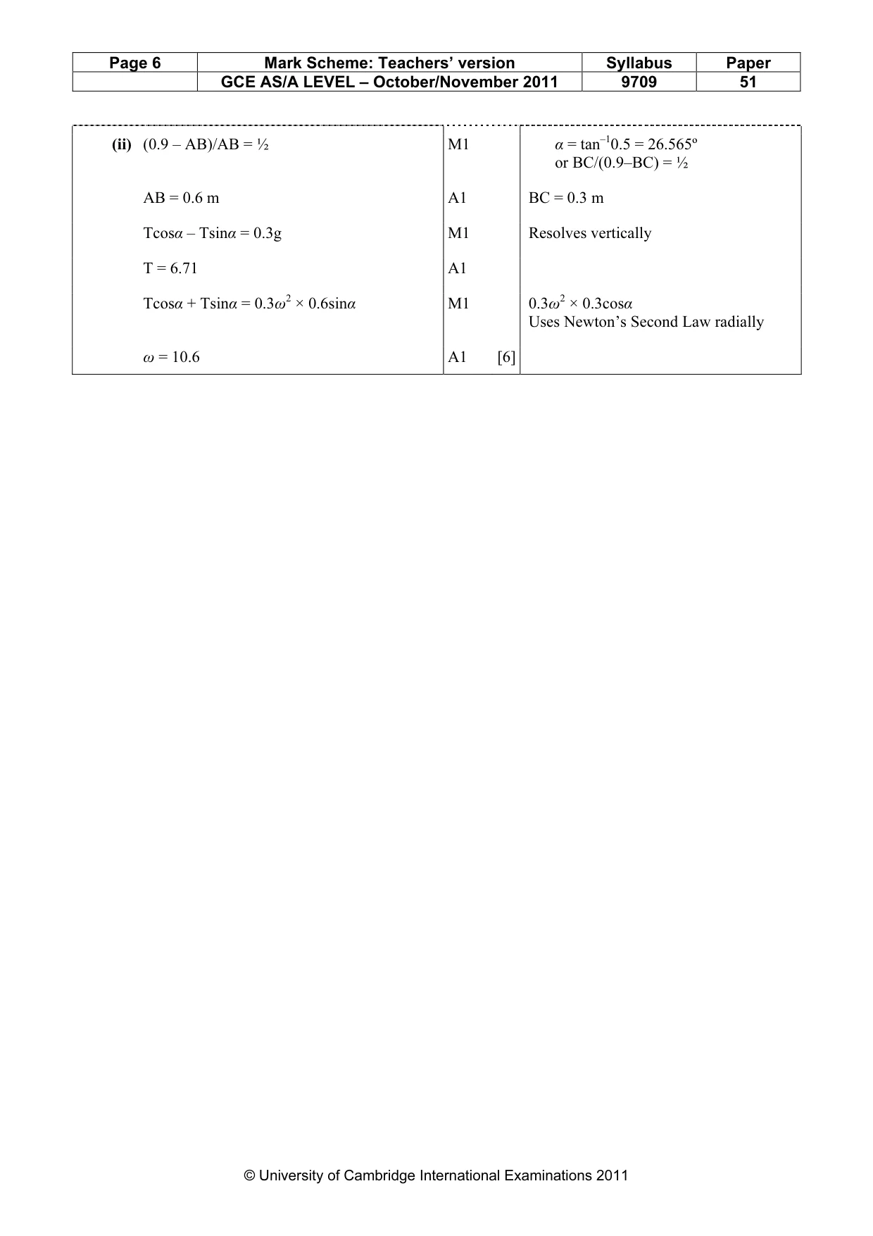 Mark scheme, page 6 of 6