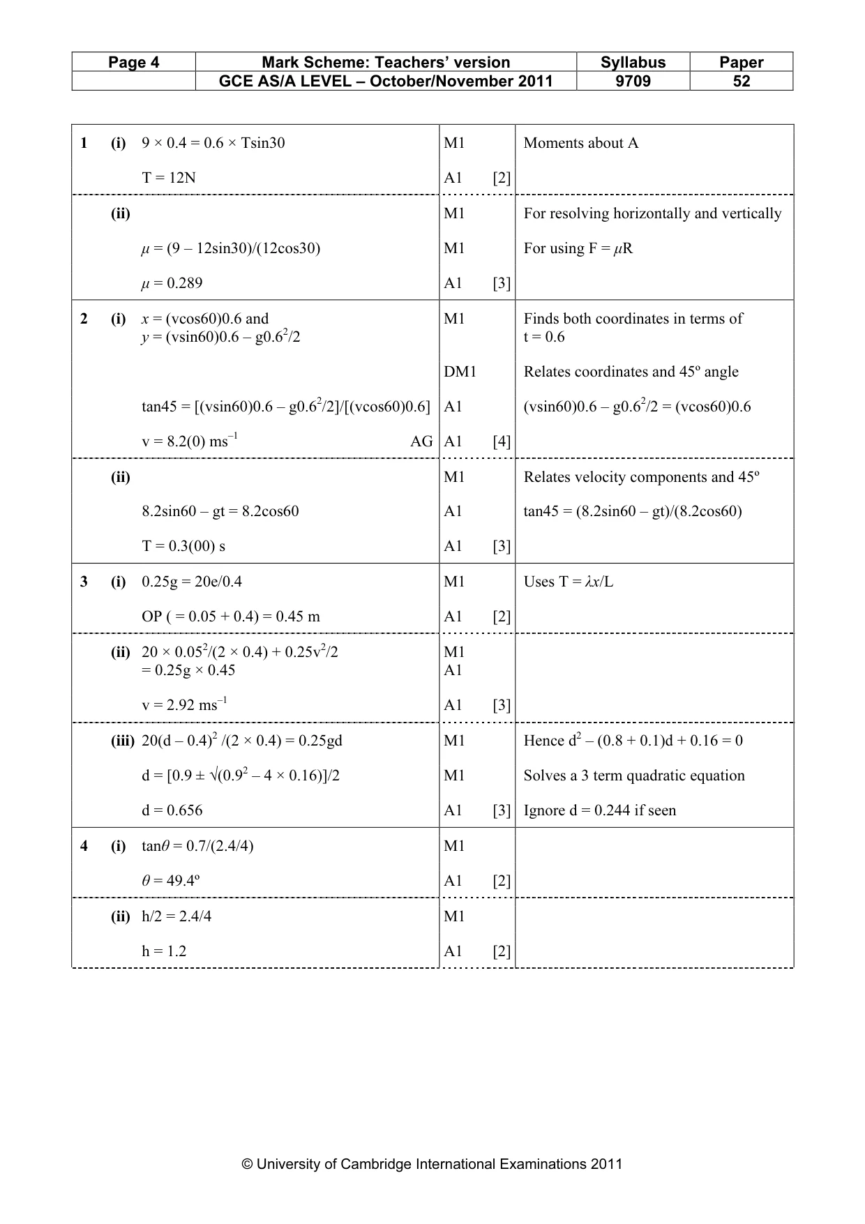 Mark scheme, page 4 of 6