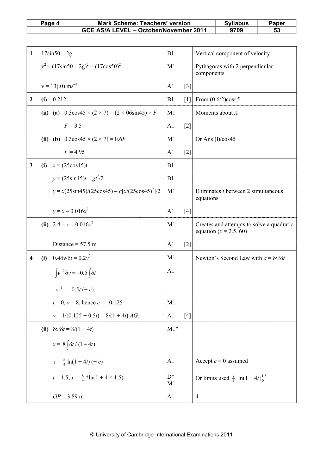 Mark scheme, page 4 of 6