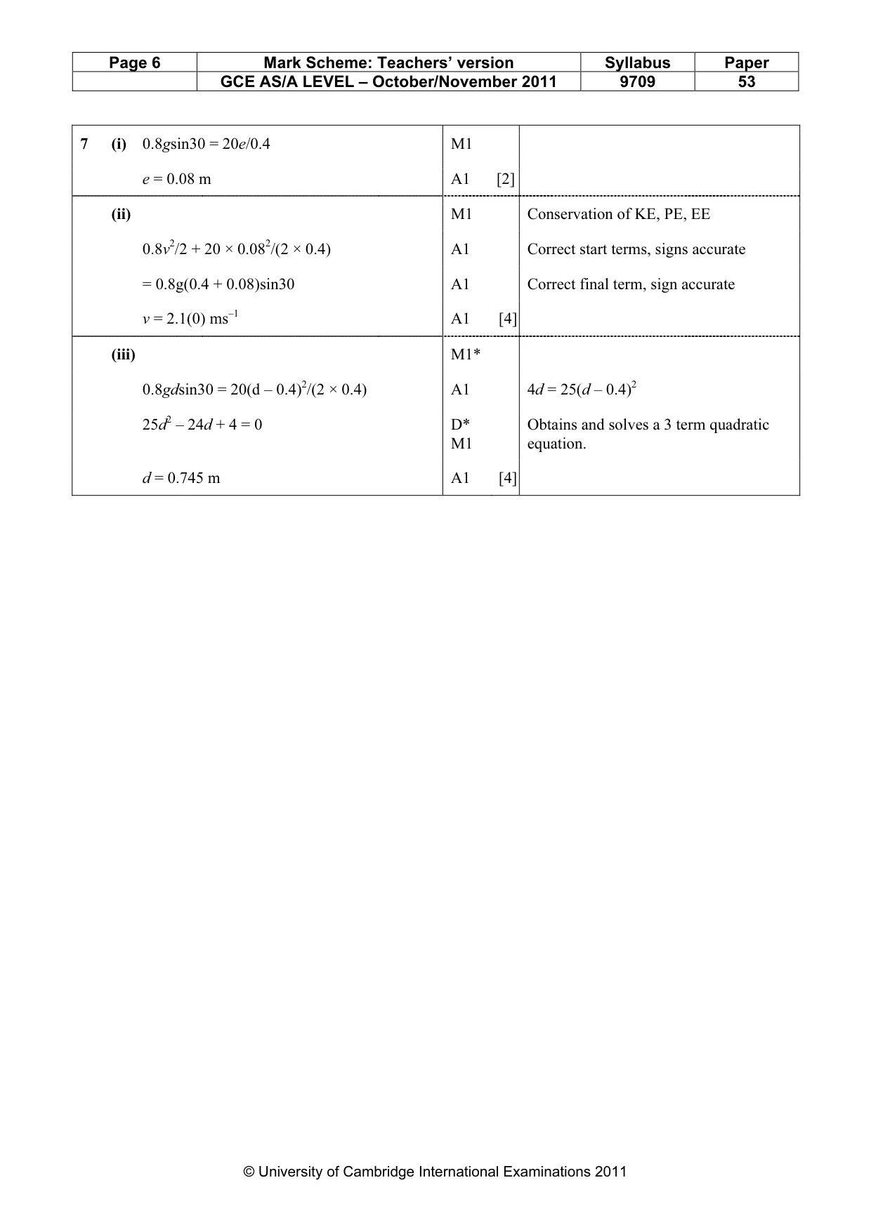 Mark scheme, page 6 of 6