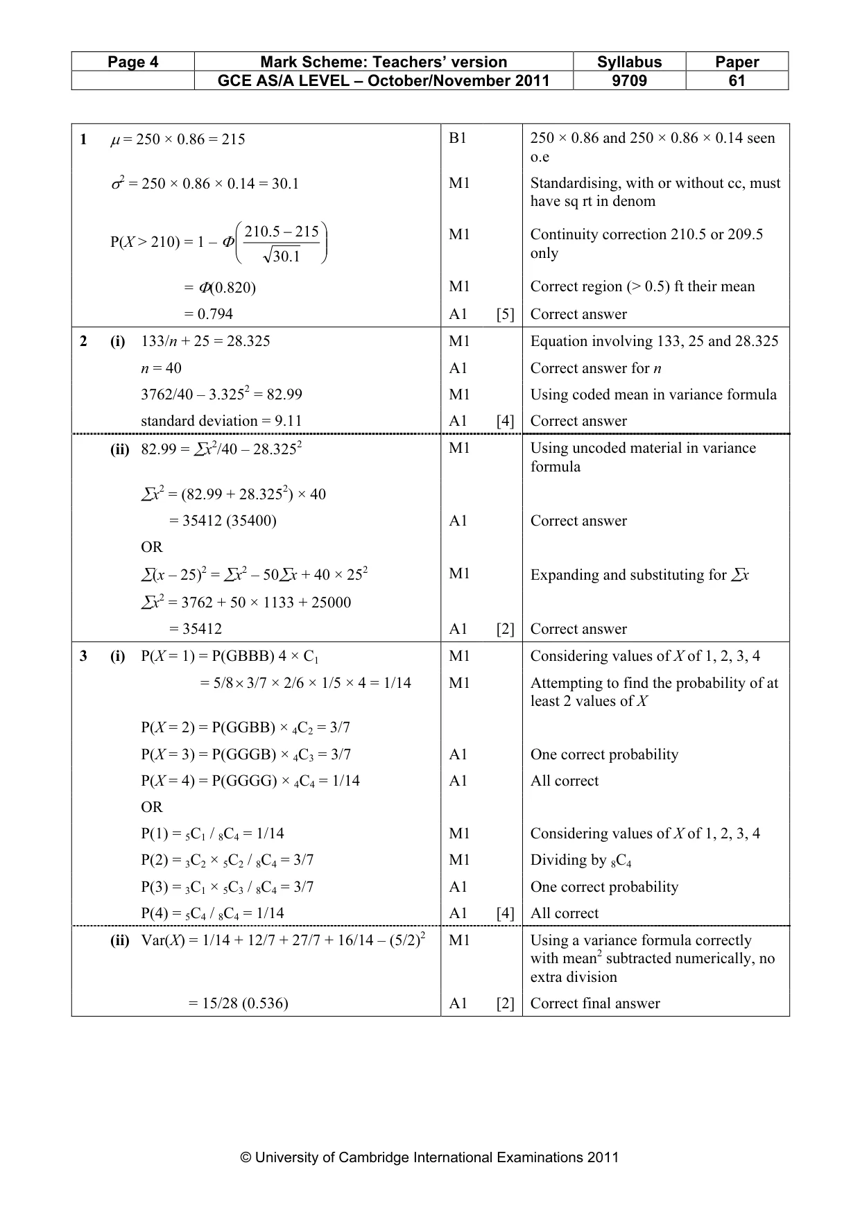 Mark scheme, page 4 of 6