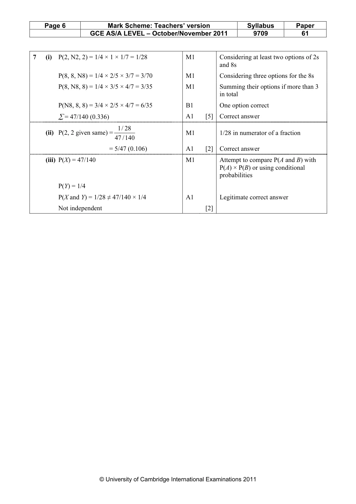 Mark scheme, page 6 of 6