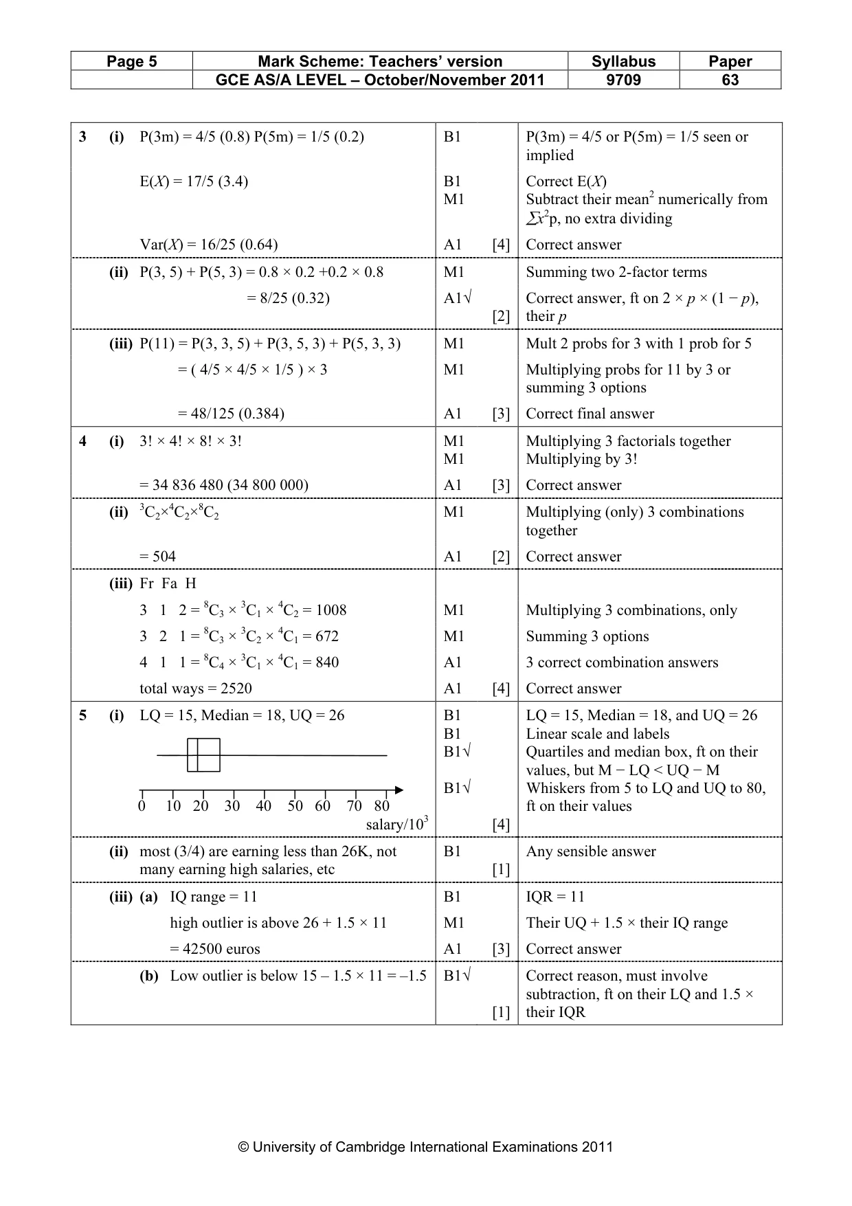 Mark scheme, page 5 of 6