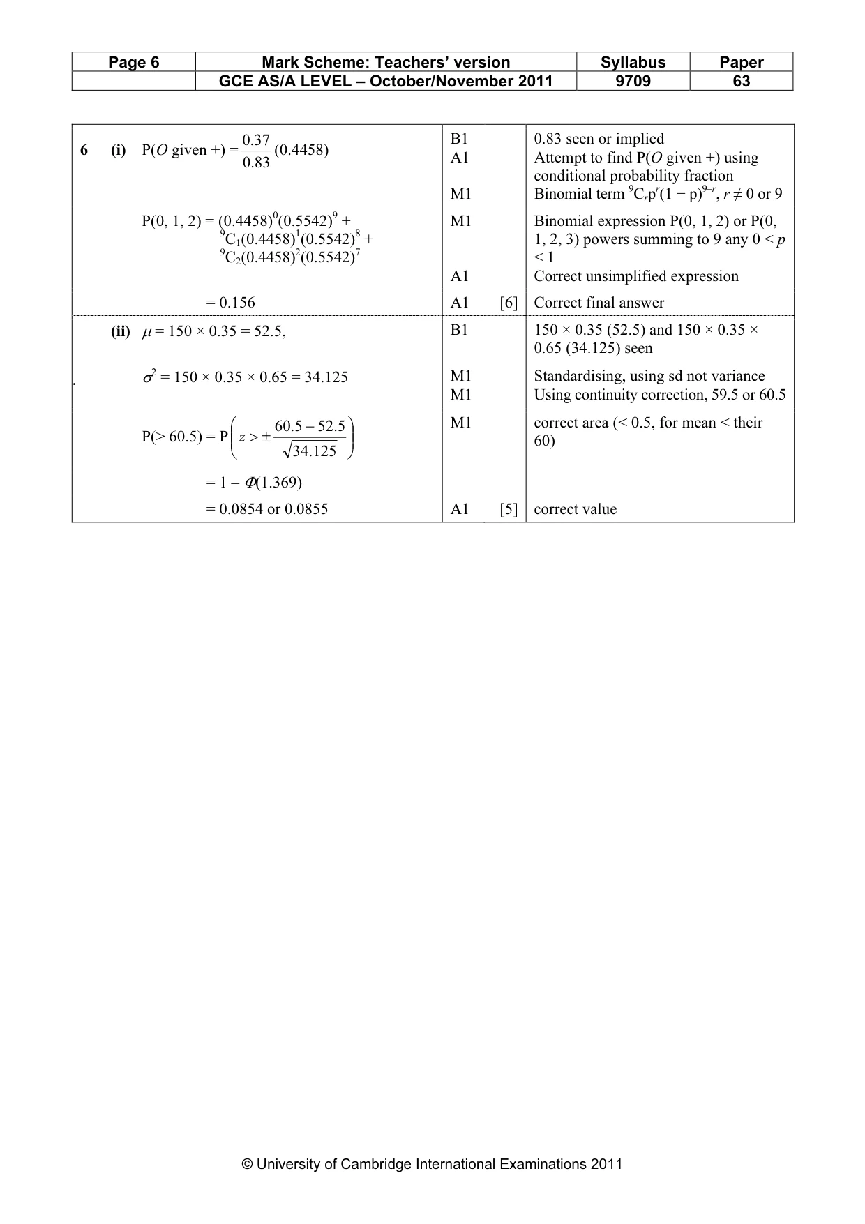 Mark scheme, page 6 of 6