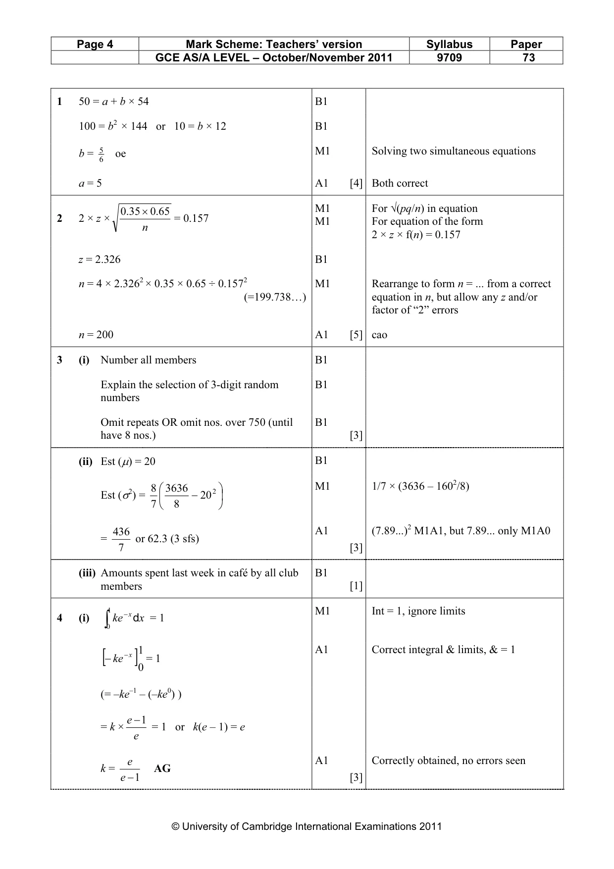 Mark scheme, page 4 of 7