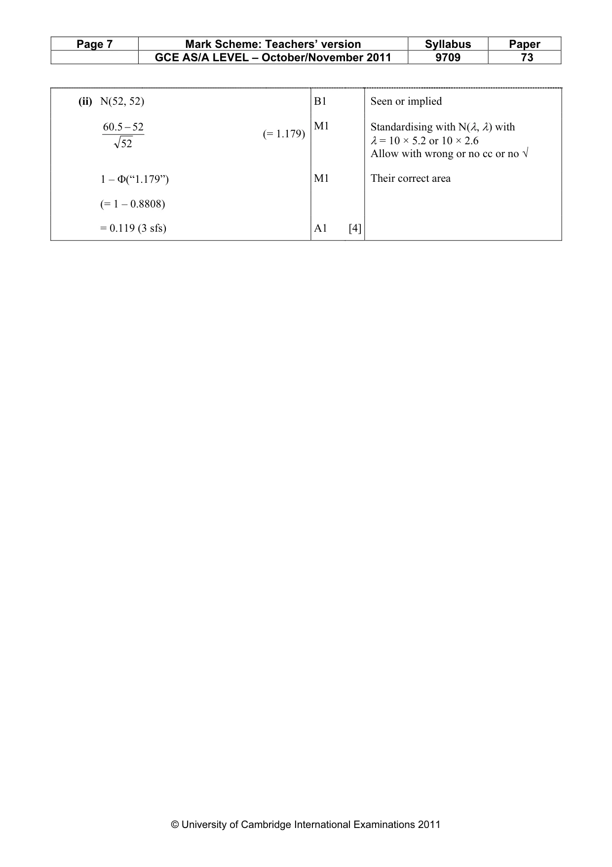 Mark scheme, page 7 of 7
