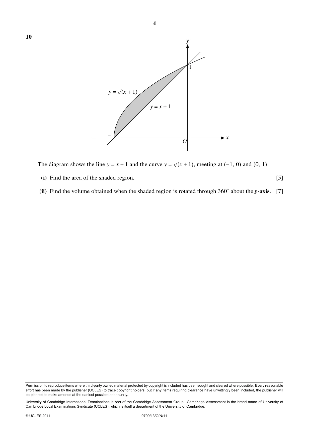 Cambridge A Level Mathematics 9709 2011 Oct/Nov Paper 1 · Variant 3 question paper, page 4 of 4