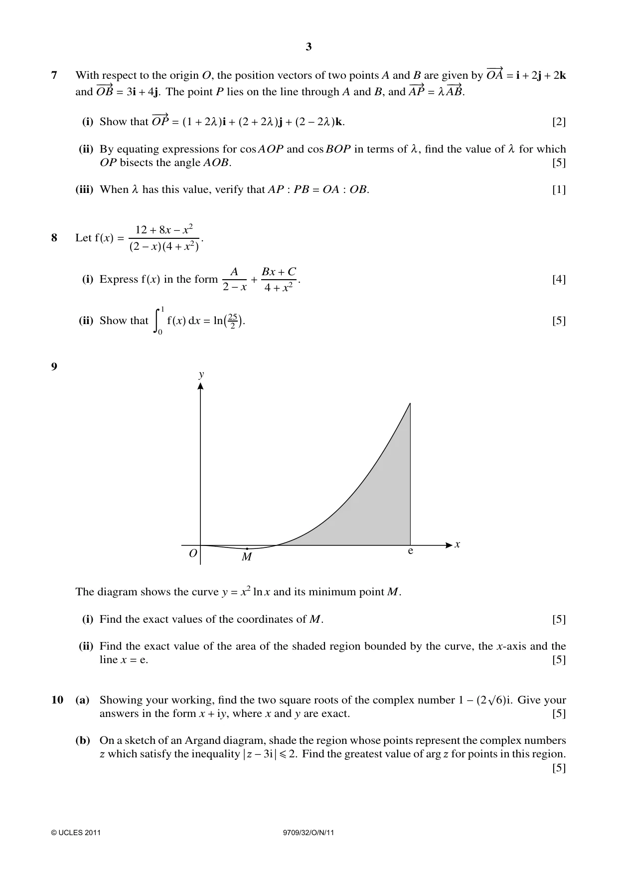 Cambridge A Level Mathematics 9709 2011 Oct/Nov Paper 3 · Variant 2 question paper, page 3 of 4