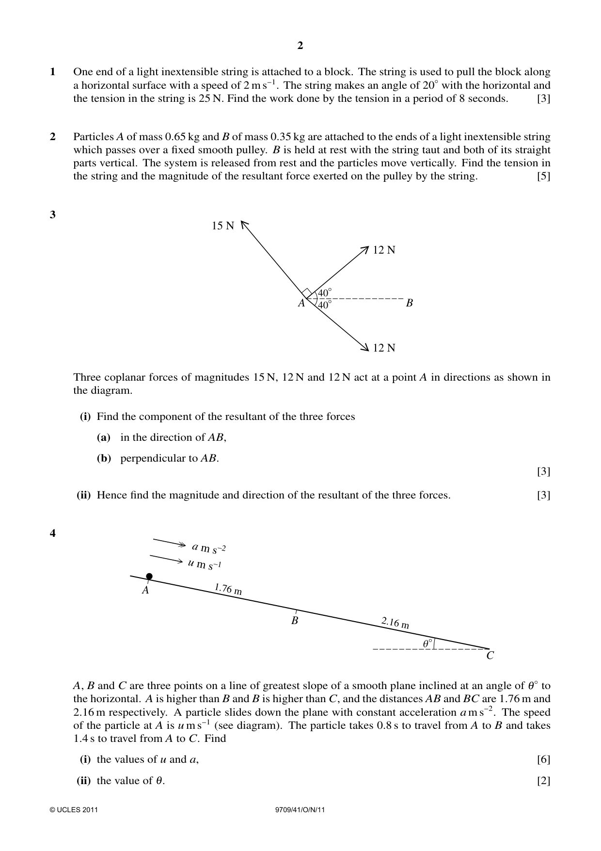 Cambridge A Level Mathematics 9709 2011 Oct/Nov Paper 4 · Variant 1 question paper, page 2 of 4