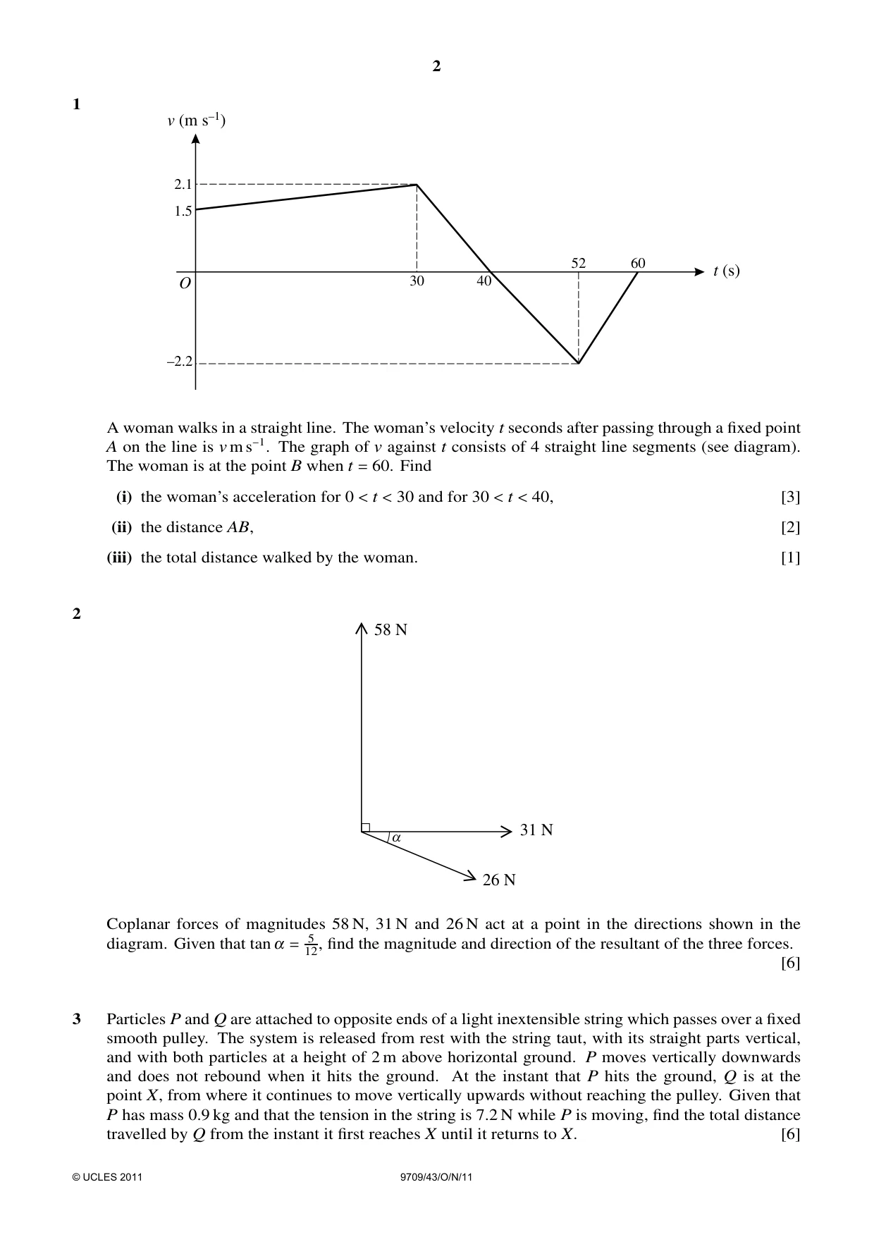 Cambridge A Level Mathematics 9709 2011 Oct/Nov Paper 4 · Variant 3 question paper, page 2 of 4