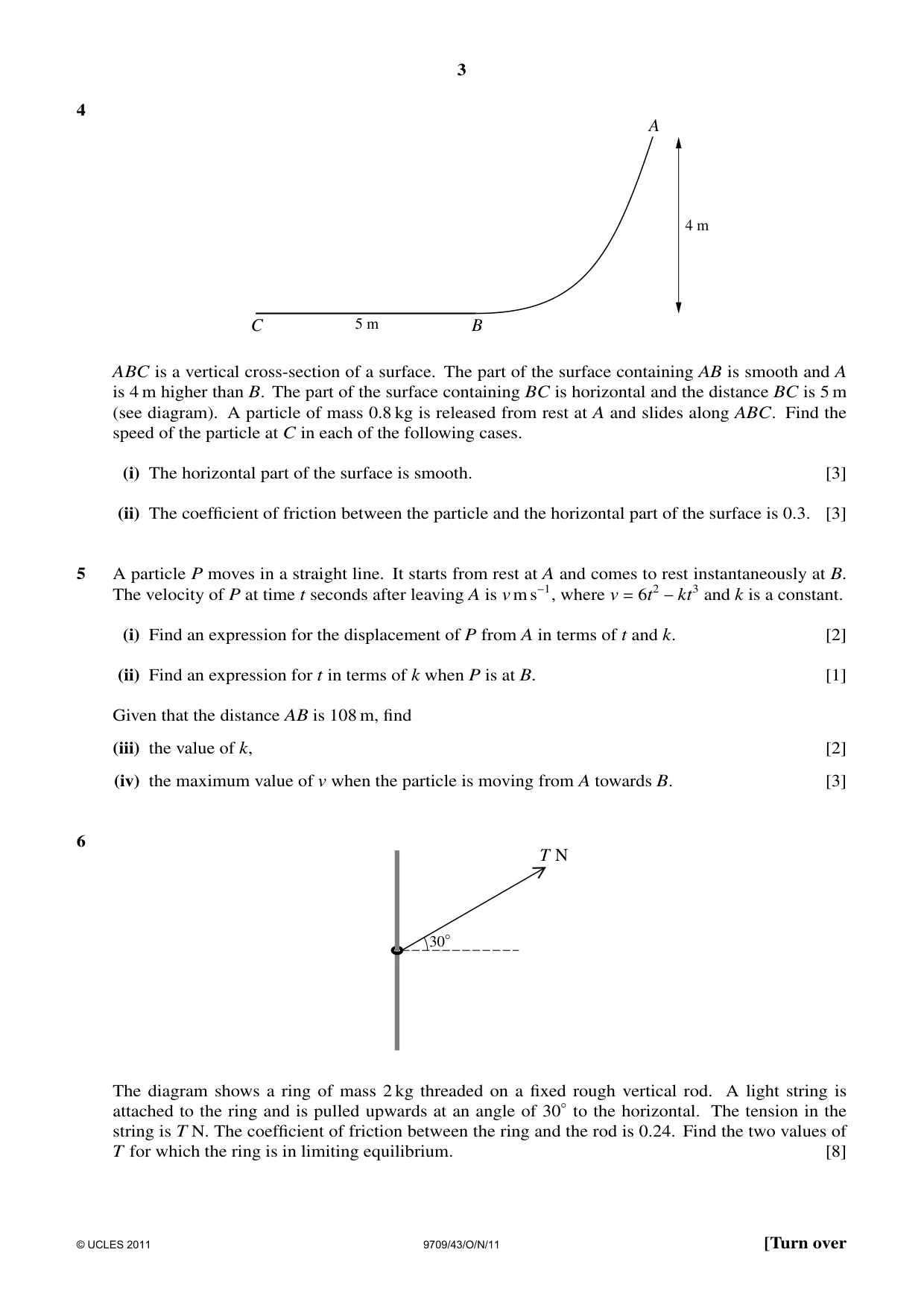 Cambridge A Level Mathematics 9709 2011 Oct/Nov Paper 4 · Variant 3 question paper, page 3 of 4