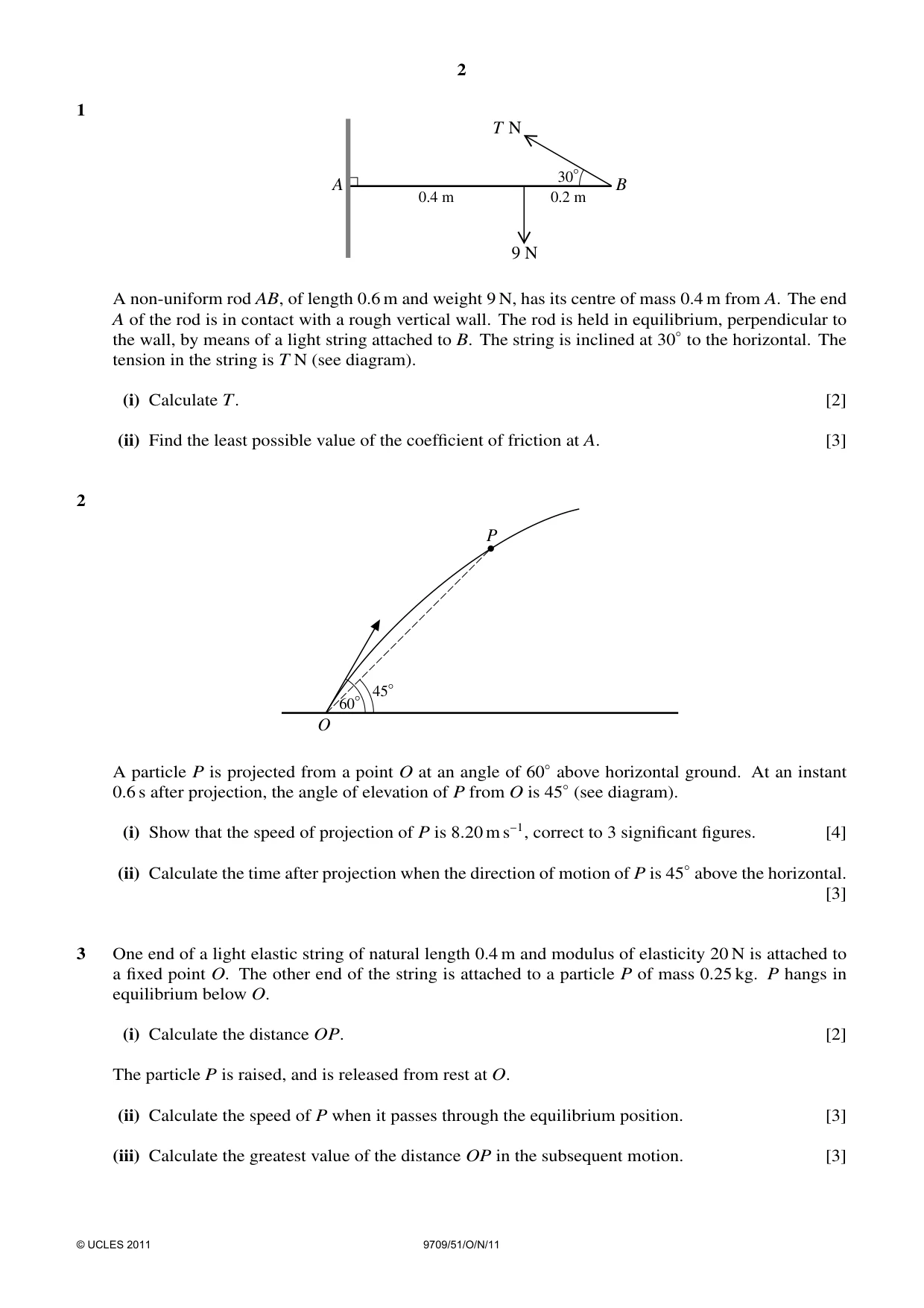 Cambridge A Level Mathematics 9709 2011 Oct/Nov Paper 5 · Variant 1 question paper, page 2 of 4