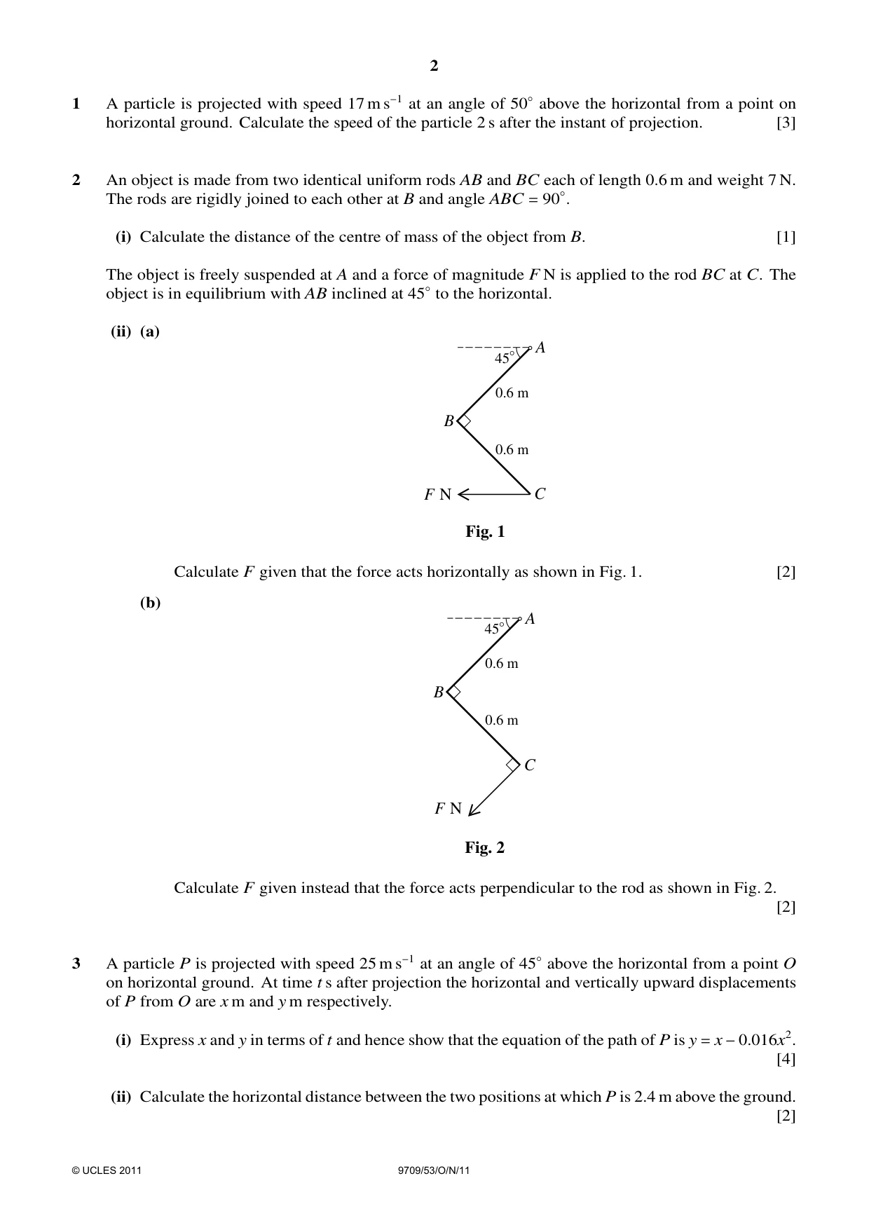 Cambridge A Level Mathematics 9709 2011 Oct/Nov Paper 5 · Variant 3 question paper, page 2 of 4