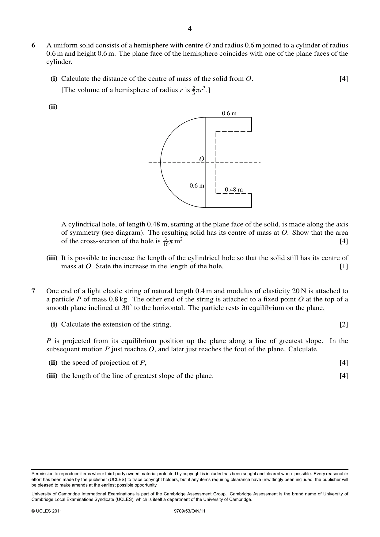 Cambridge A Level Mathematics 9709 2011 Oct/Nov Paper 5 · Variant 3 question paper, page 4 of 4