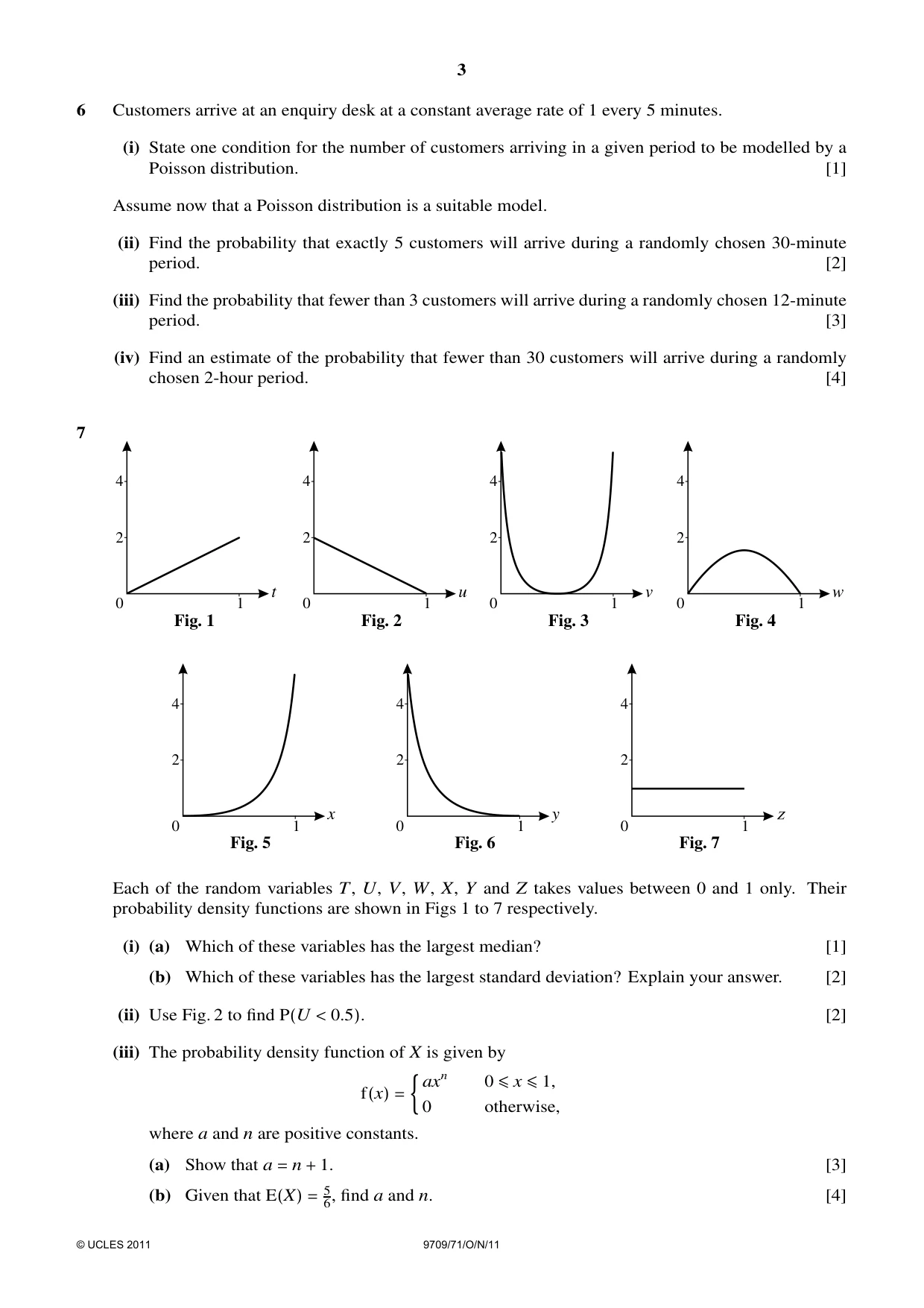 Cambridge A Level Mathematics 9709 2011 Oct/Nov Paper 7 · Variant 1 question paper, page 3 of 4