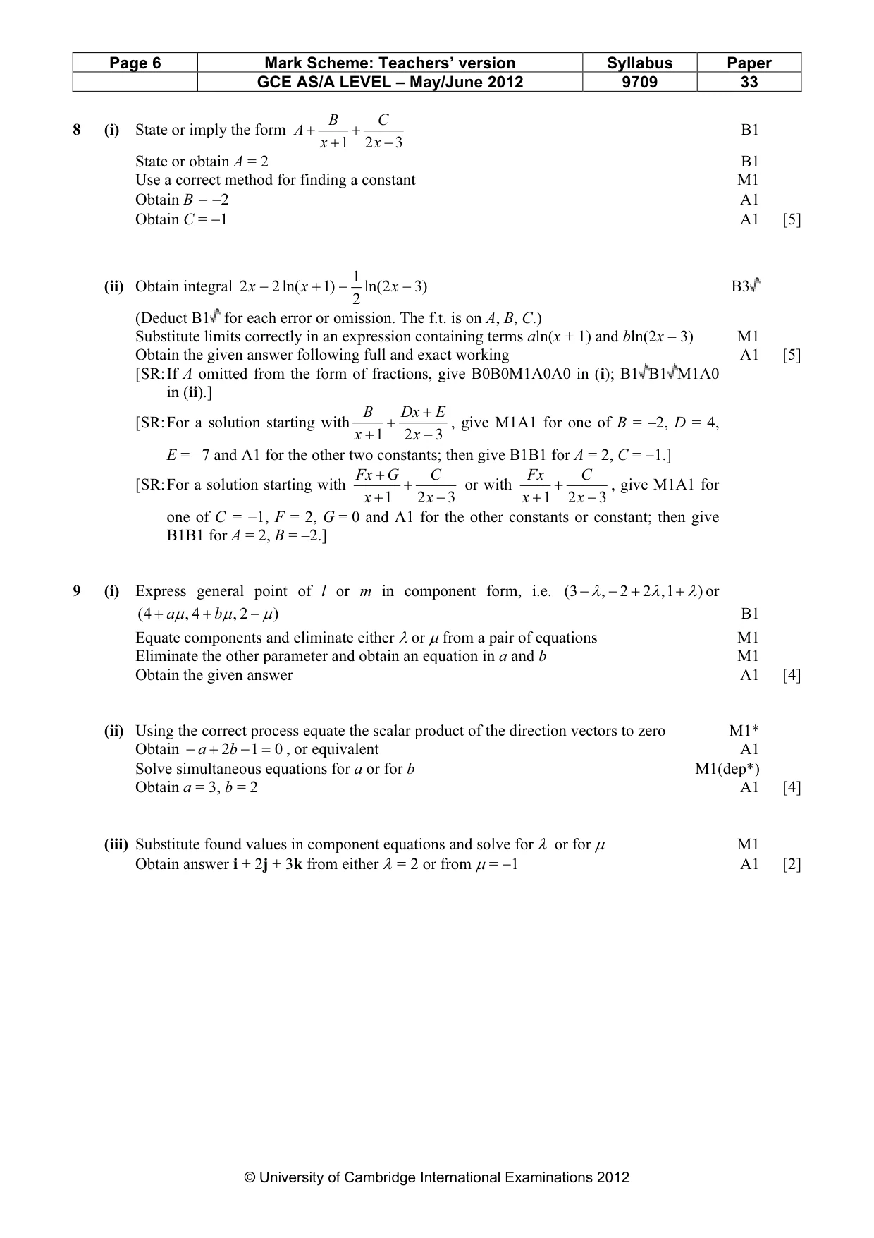 Mark scheme, page 6 of 7