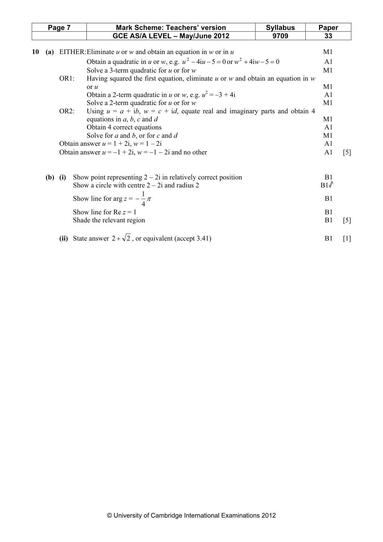 Mark scheme, page 7 of 7