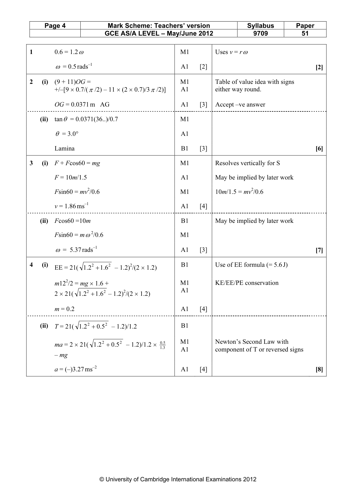 Mark scheme, page 4 of 6