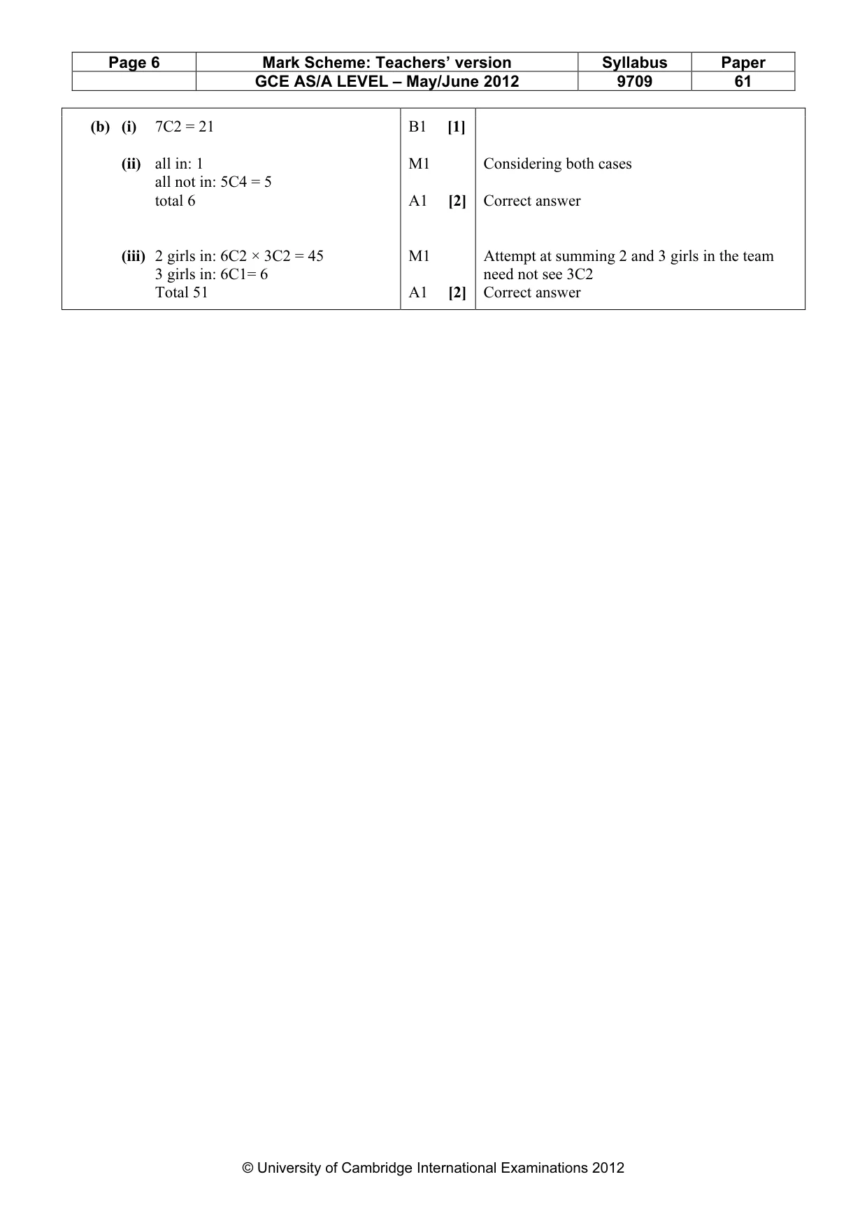 Mark scheme, page 6 of 6