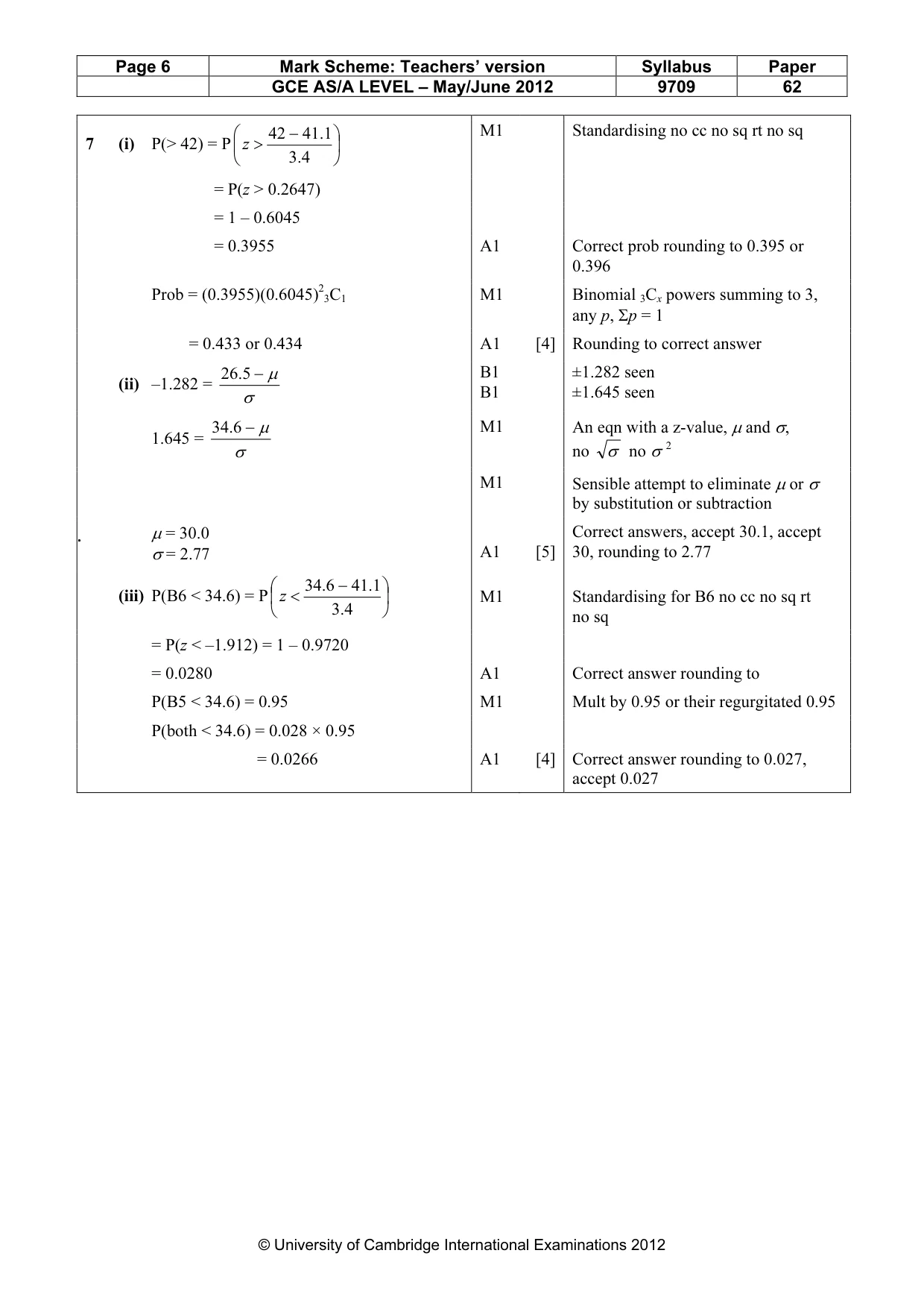 Mark scheme, page 6 of 6
