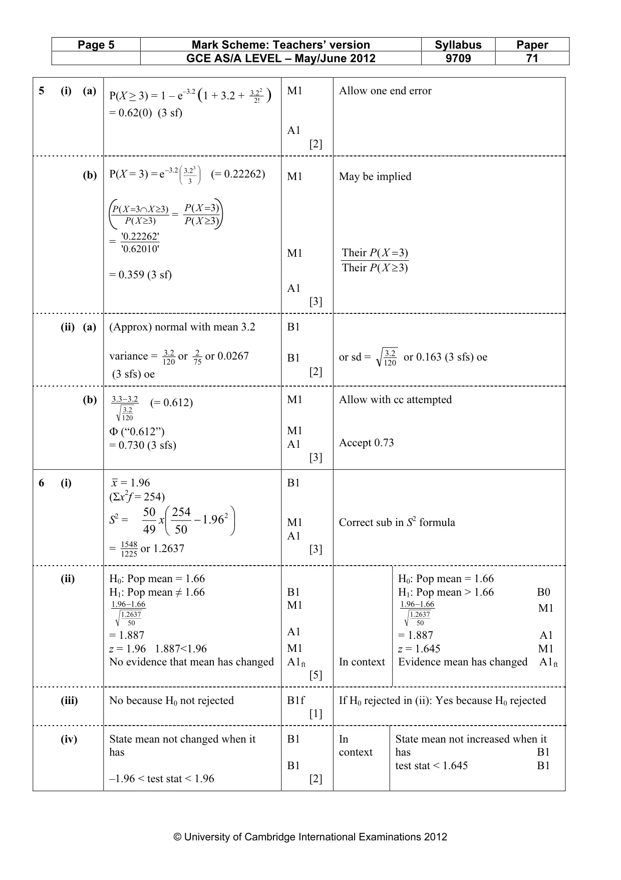Mark scheme, page 5 of 6
