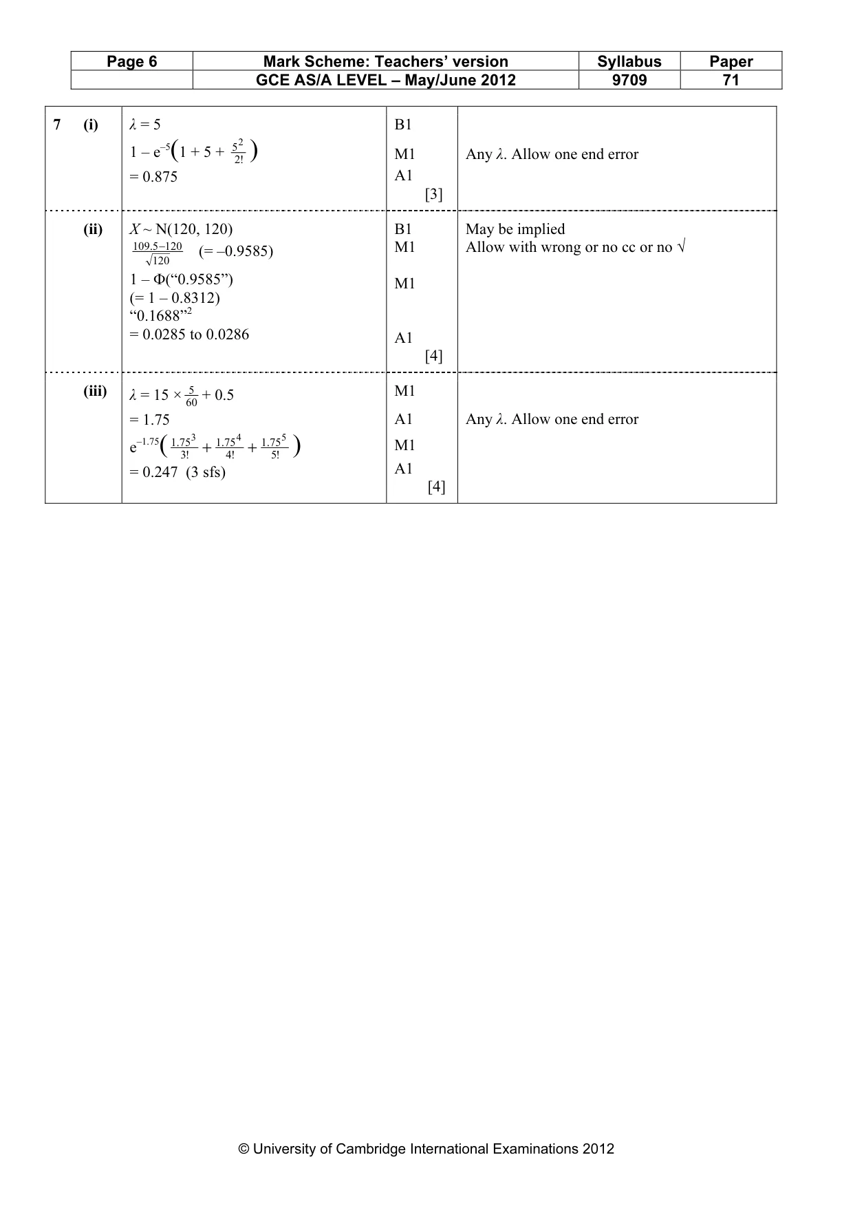 Mark scheme, page 6 of 6