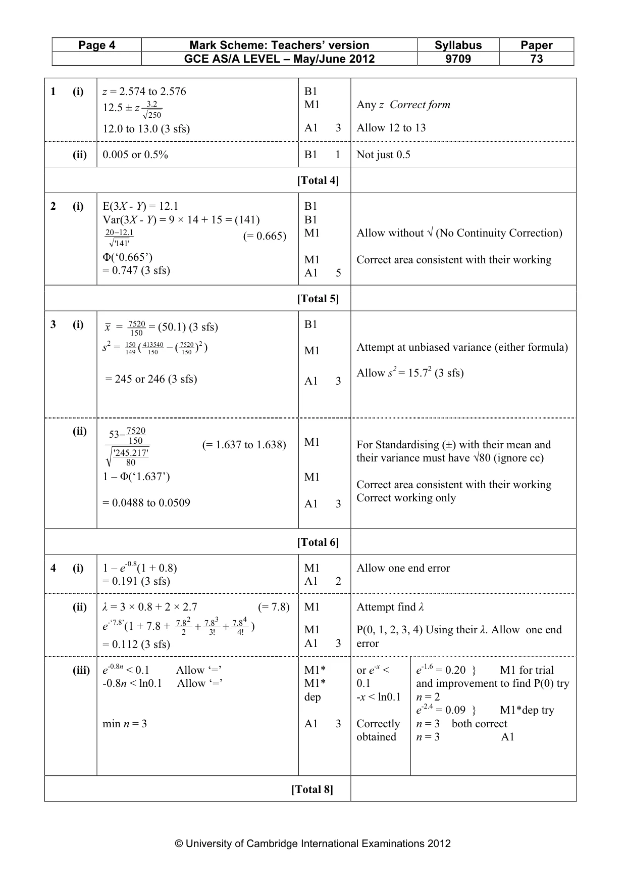 Mark scheme, page 4 of 6