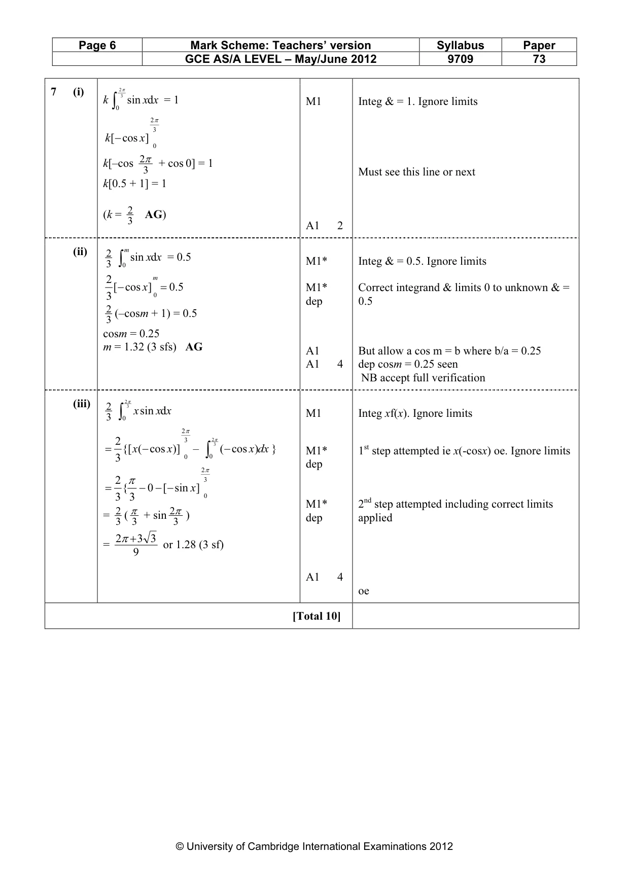 Mark scheme, page 6 of 6