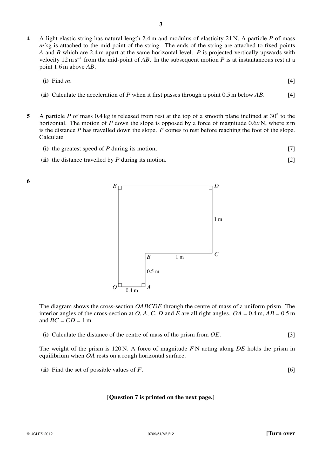 Cambridge A Level Mathematics 9709 2012 May/June Paper 5 · Variant 1 question paper, page 3 of 4