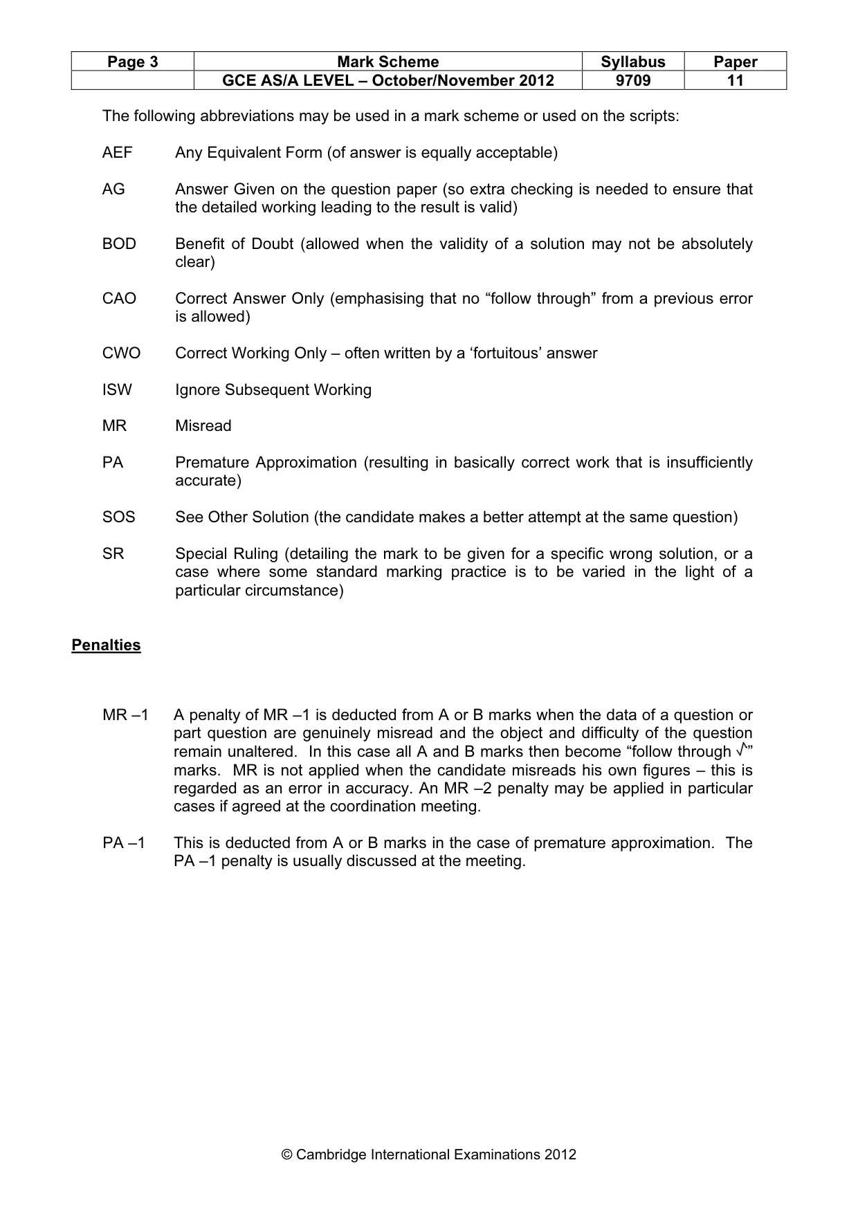 Mark scheme, page 3 of 6