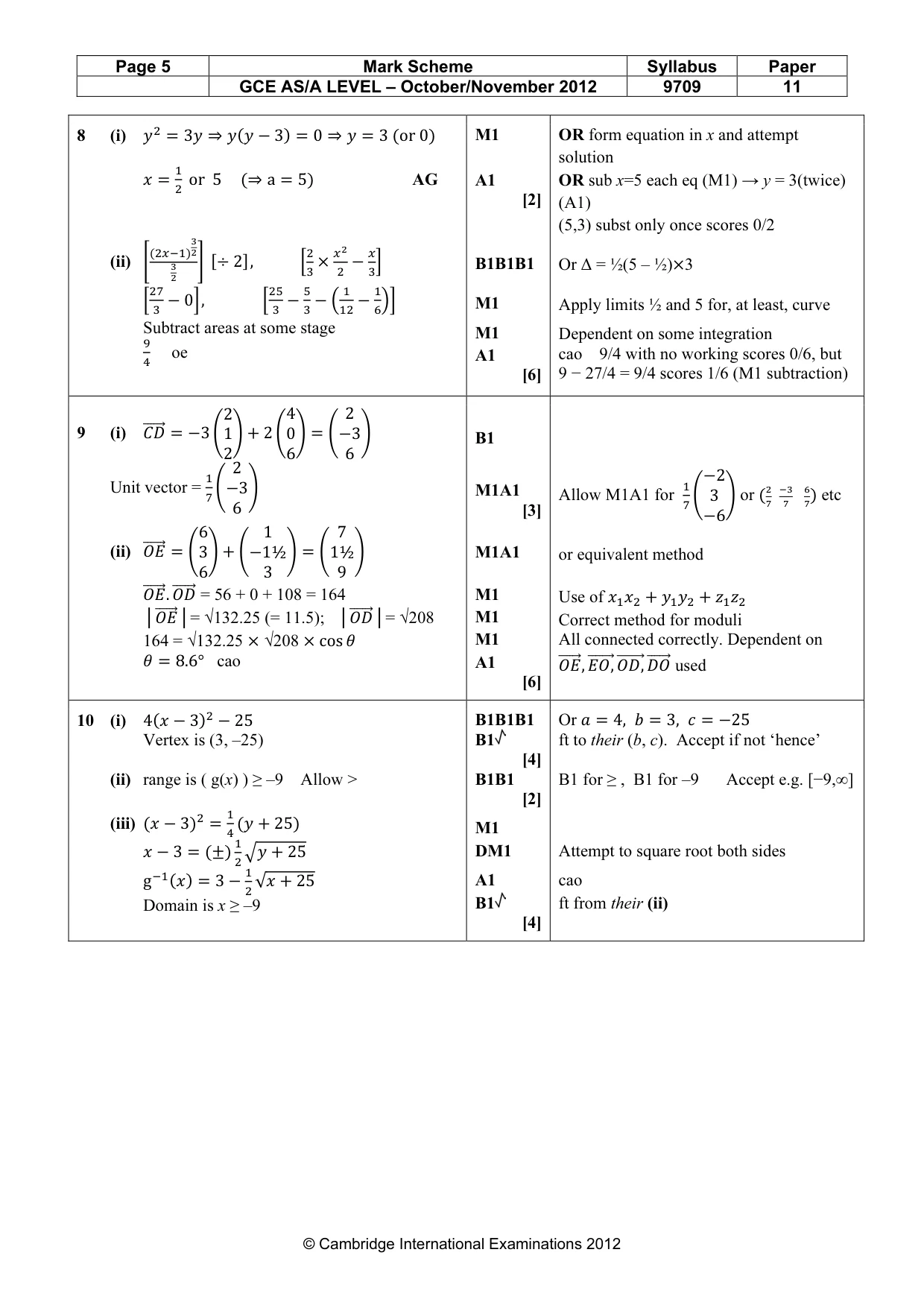 Mark scheme, page 5 of 6