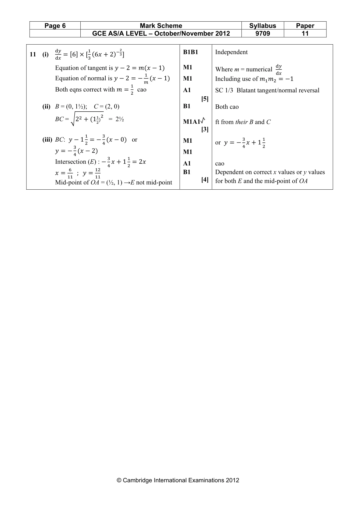 Mark scheme, page 6 of 6