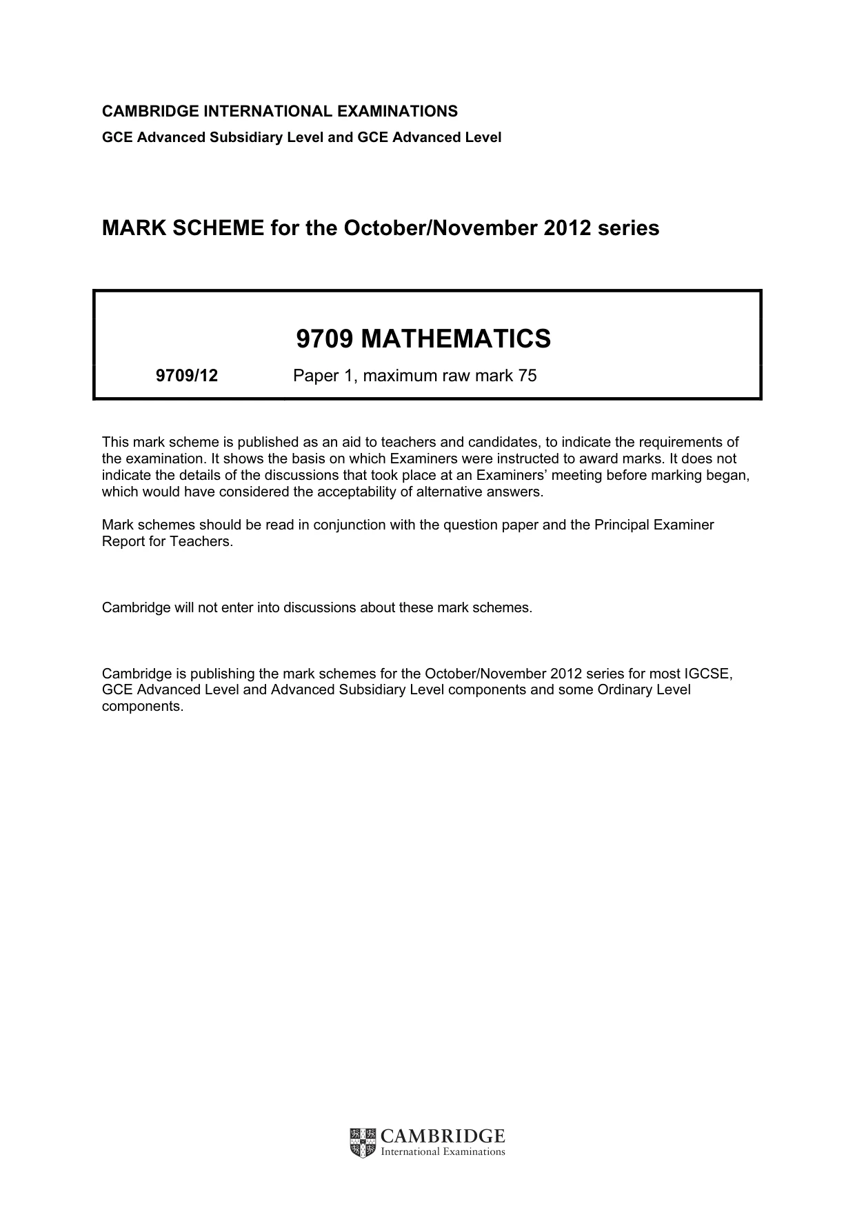 Mark scheme, page 1 of 7