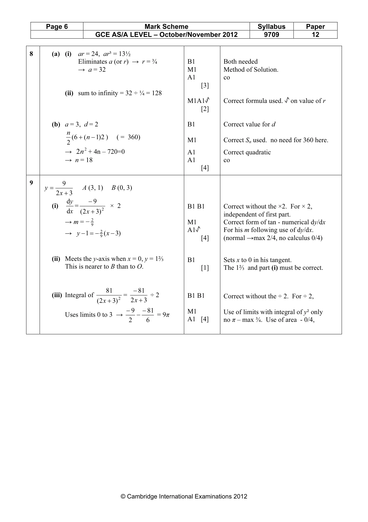 Mark scheme, page 6 of 7