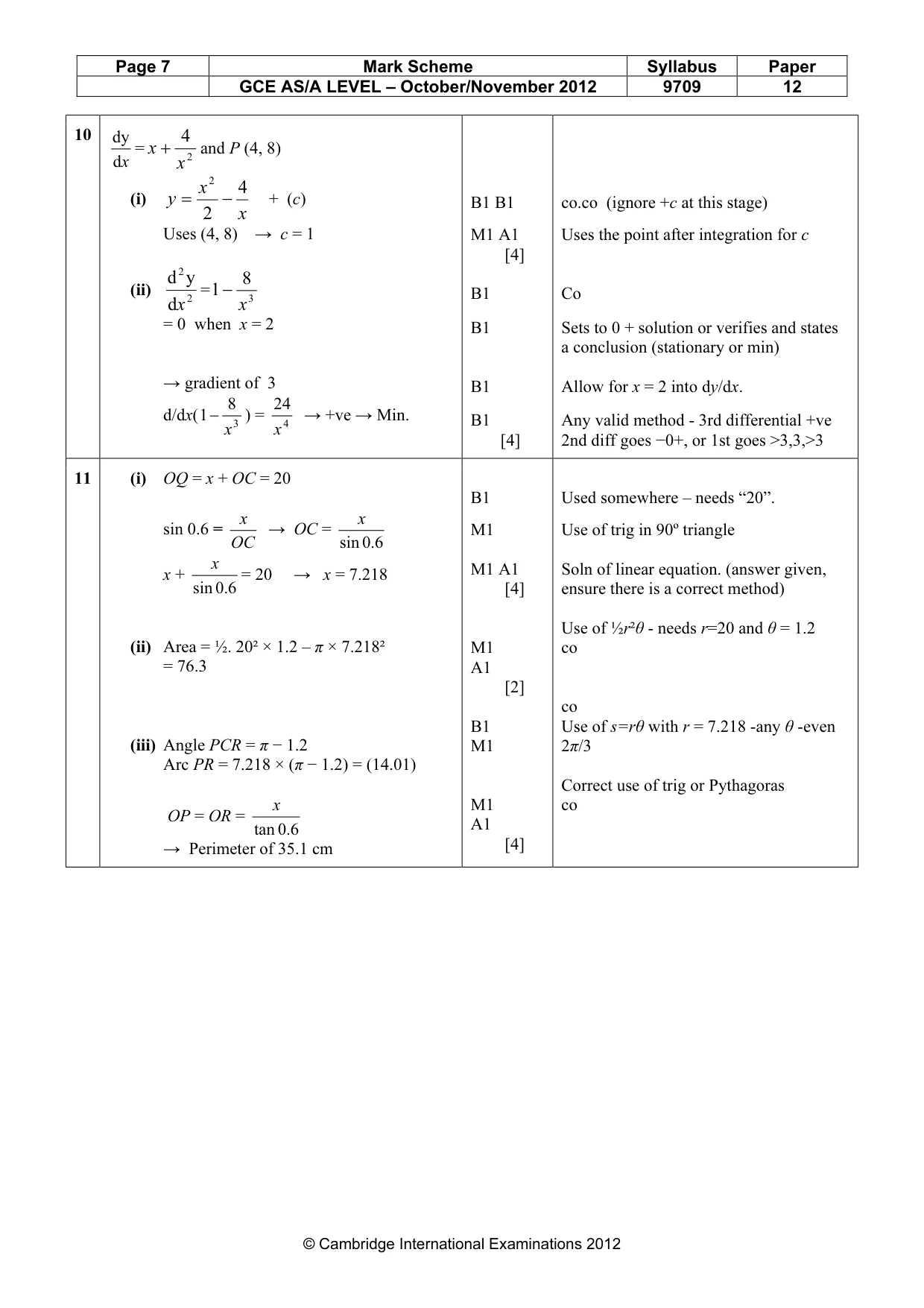 Mark scheme, page 7 of 7