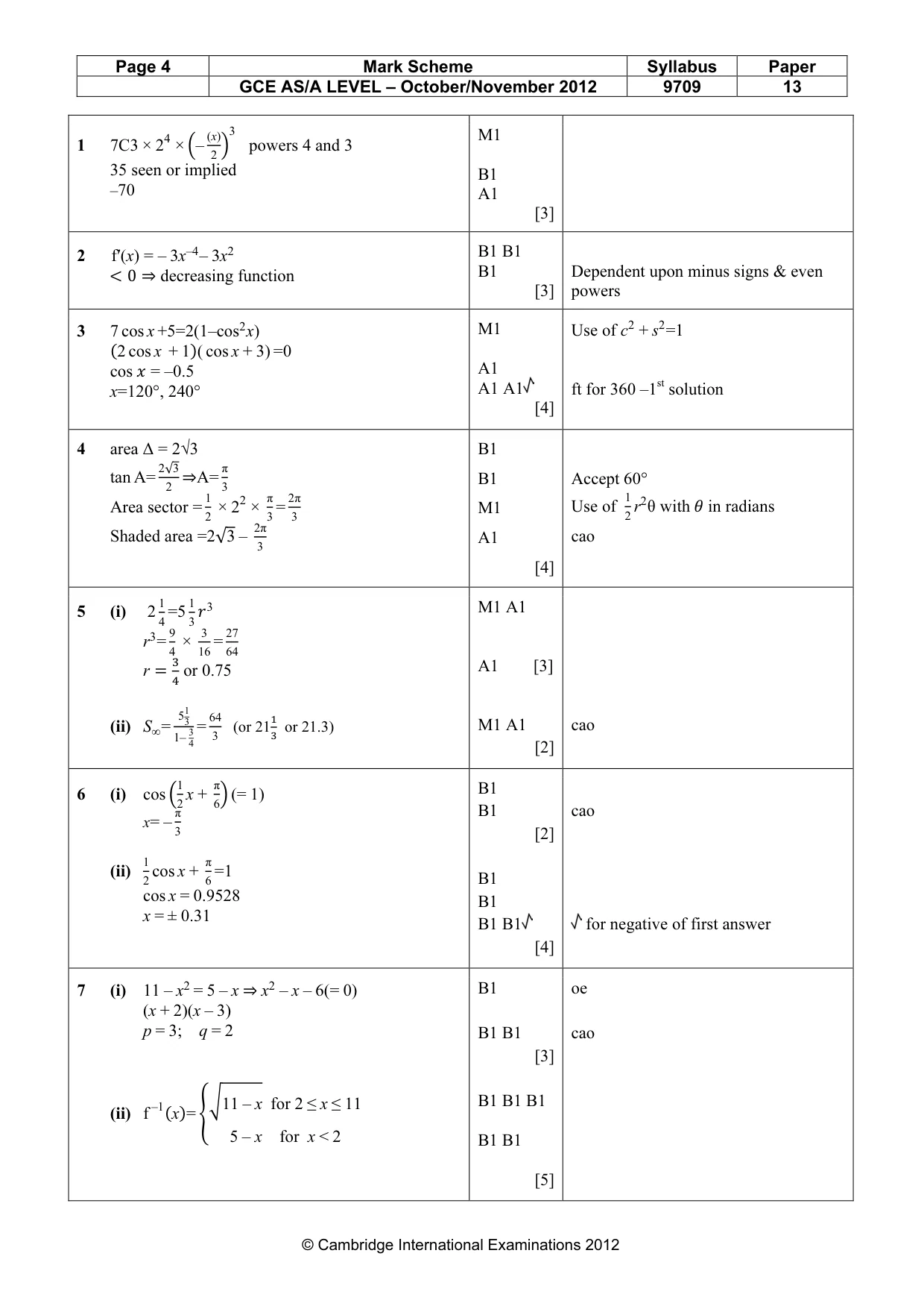 Mark scheme, page 4 of 6